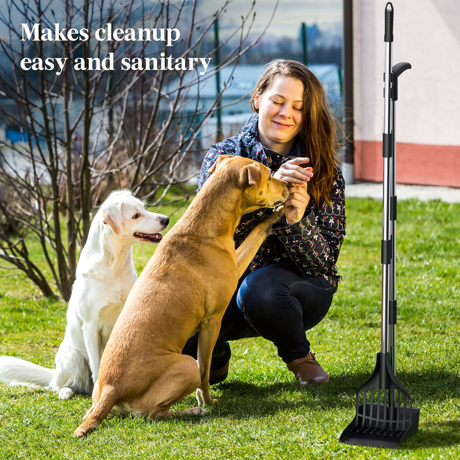 Lifewit Ramasse-crottes en Plastique pour Chien, Pelle légère et pour Les excréments d'animaux de Compagnie, Ensemble réglable de Pelle à crottes à Manche Long en métal pour pelouses, Cour, Herbe