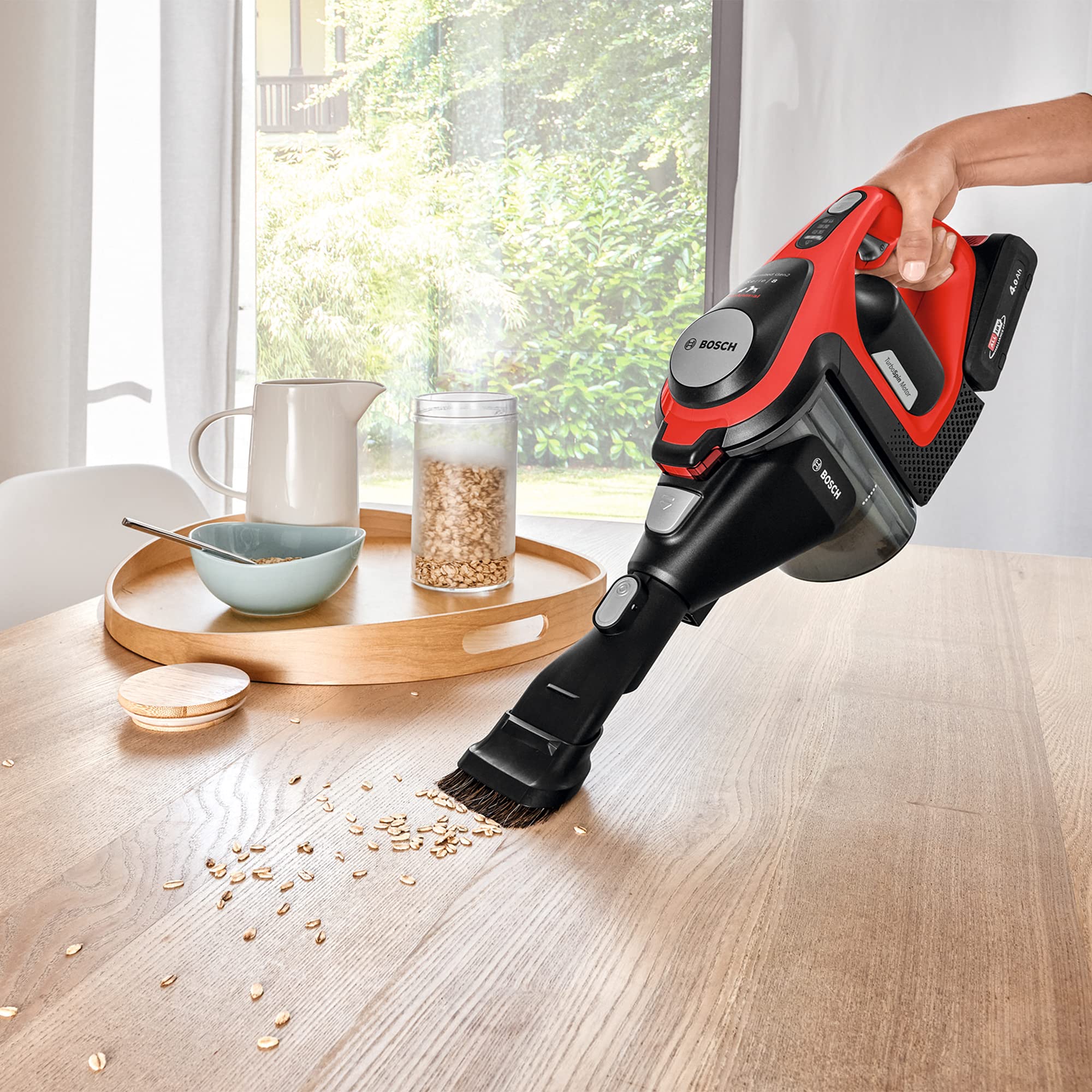 Bosch - Serie 8, Aspirador Vertical Unlimited Gen 2 ProAnimal, 0.4 litros, Rojo, BBS8214PET