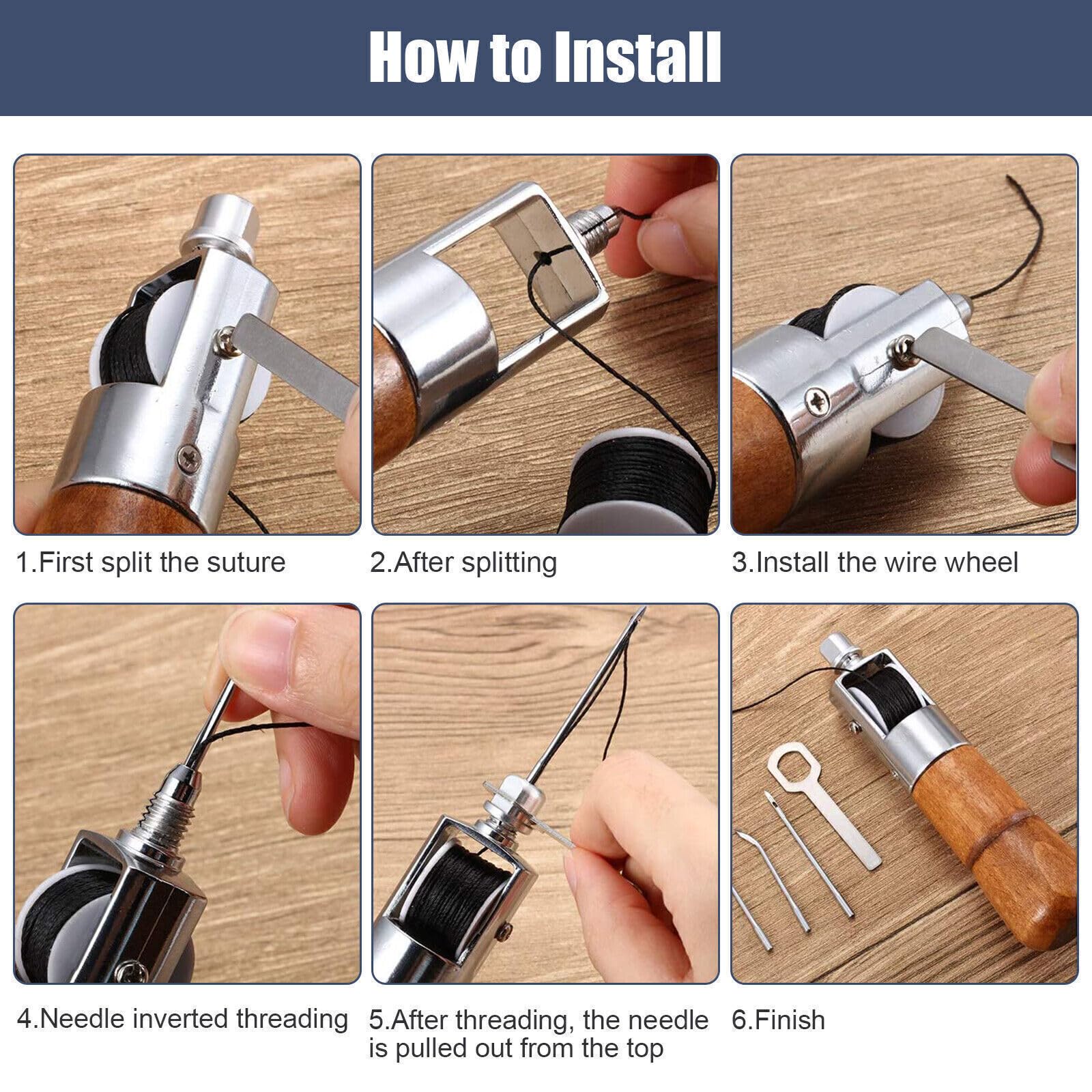 TECKEEN Sewing Awl Kit,Stitching Awl Hand Stitcher Kit Leather Canvas Repair Saddles Coat Seat