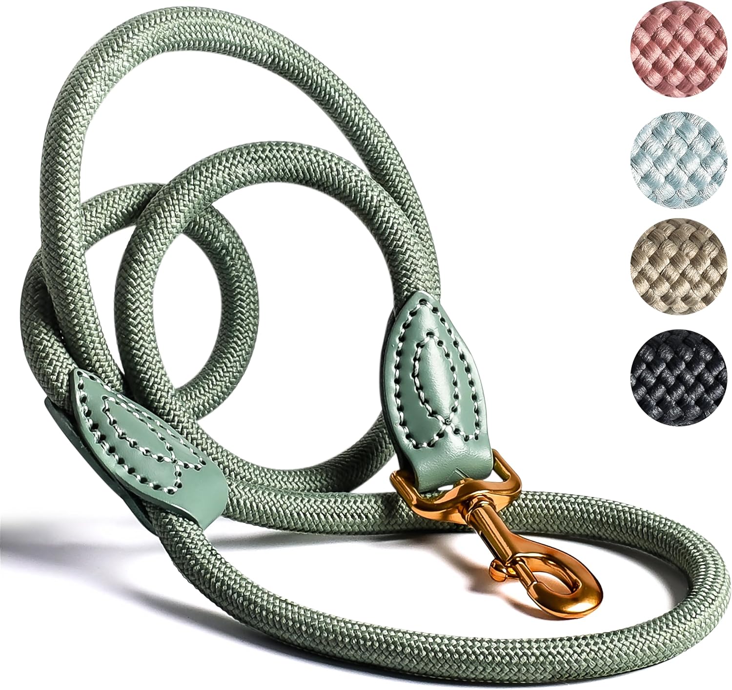 ne&no Seilleine 1,7 m (leicht dehnbar) für mittelgroße bis große Hunde I Trainingsleine I Robuste Hundeleine I Rundgeflochten I Seilleine Hund I City-Leine I Hundeleine Salbeigrün, 170 cm