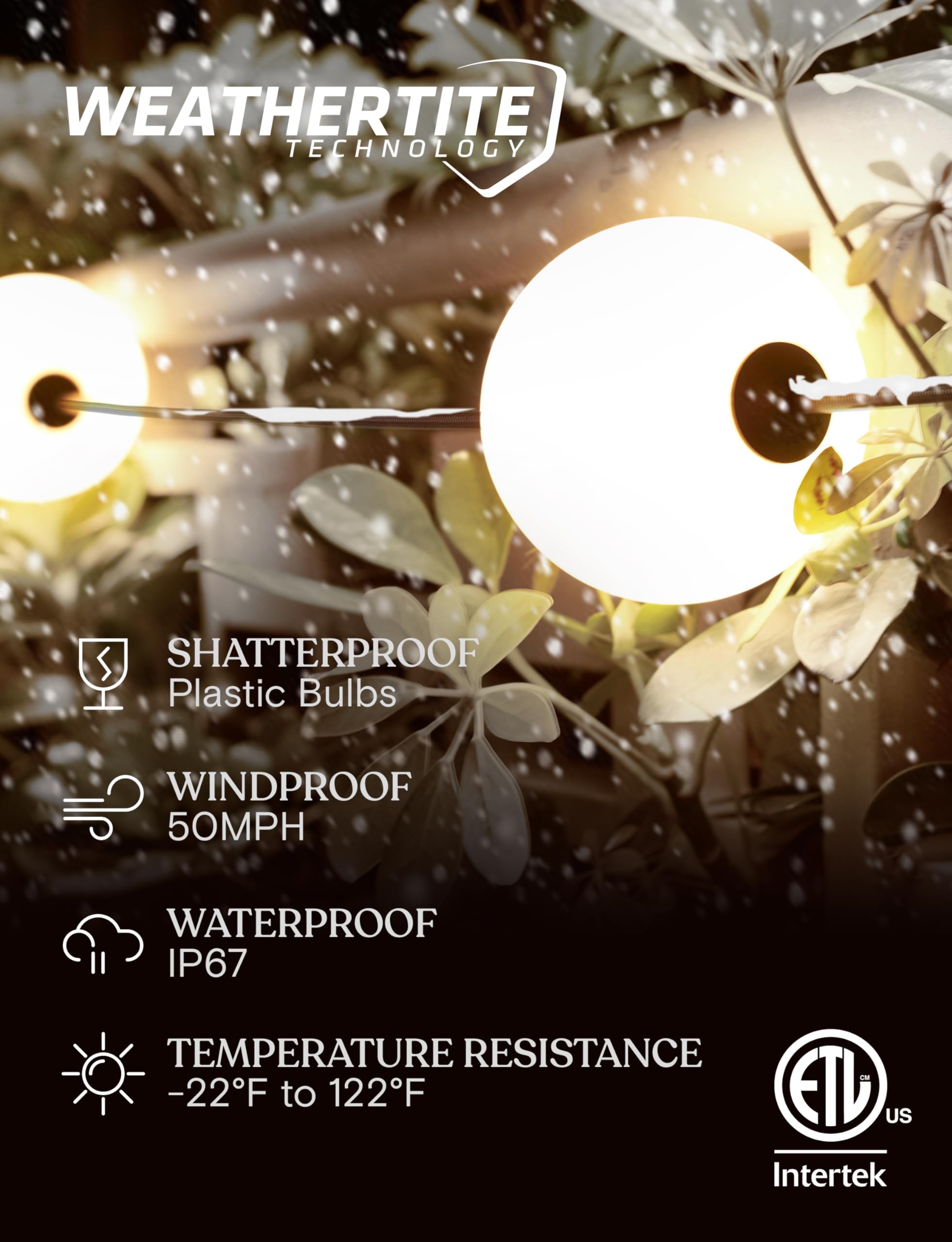 Brightech Orb Outdoor Indoor String Lights - Frosted Lantern LED