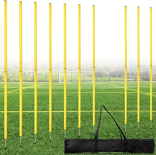 10 bastones de agilidad de fútbol, bastones de fútbol ajustables de 5 pies, equipo de entrenamiento de fútbol, palos de entrenamiento de fútbol,