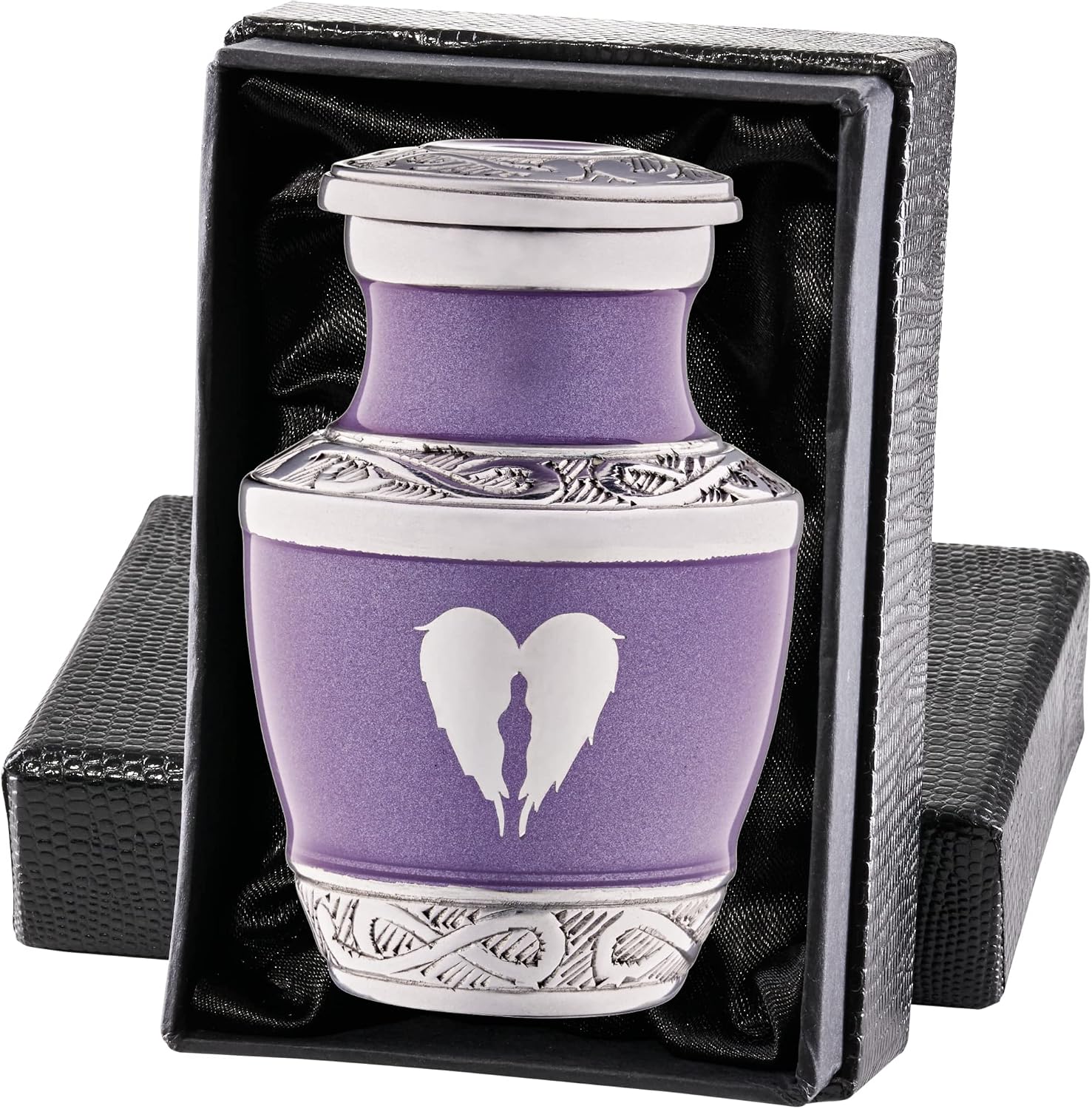 Large Purple Urn Angel Wings with ONE Individually Boxed Keepsake