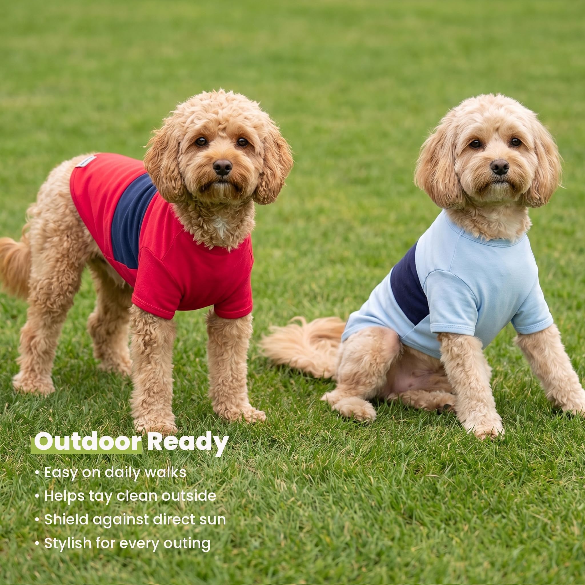 Fitwarm Paquete de 3 camisas de perro a rayas con bloques de color, ropa de verano para perros pequeños, camiseta transpirable y ligera para mascotas con mangas, traje de gato, rojo, azul, gris, XXL