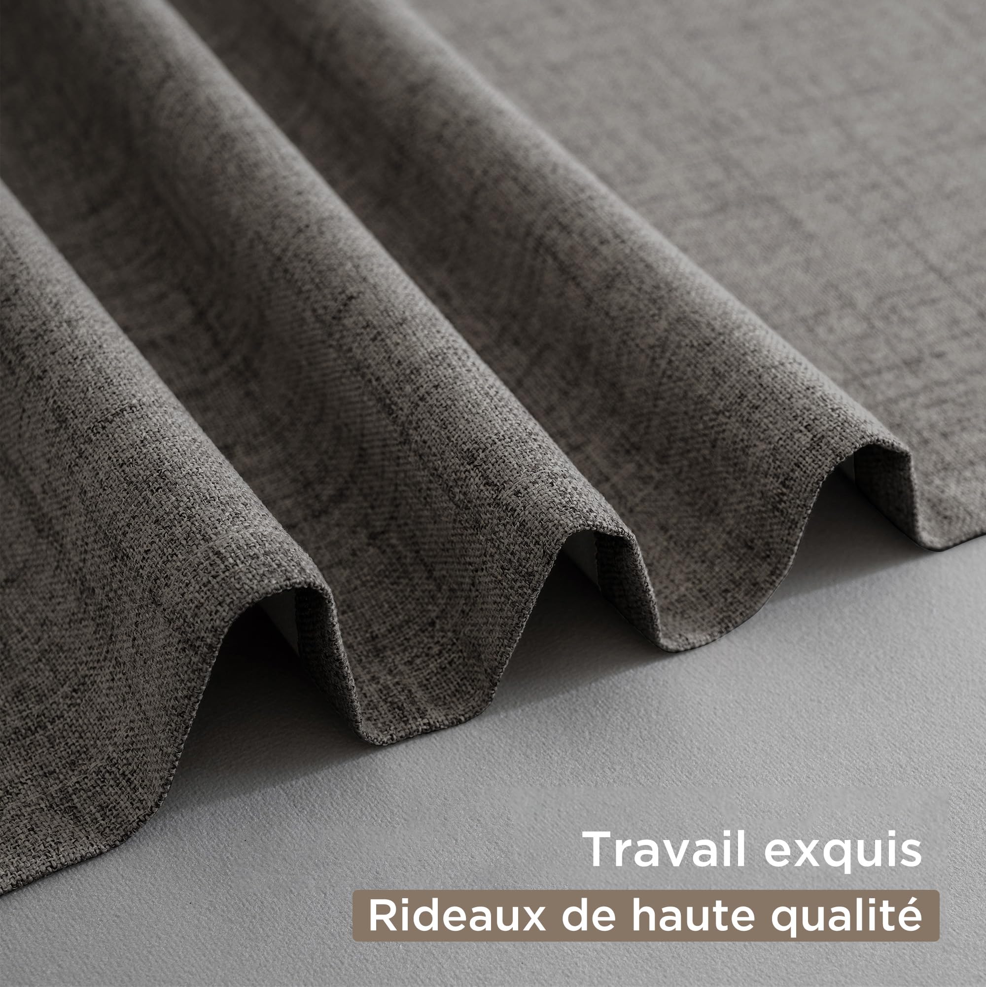 CUCRAF 100% Rideau occultant Thermiques 2 Pièces L140xH225, Rideau Lin