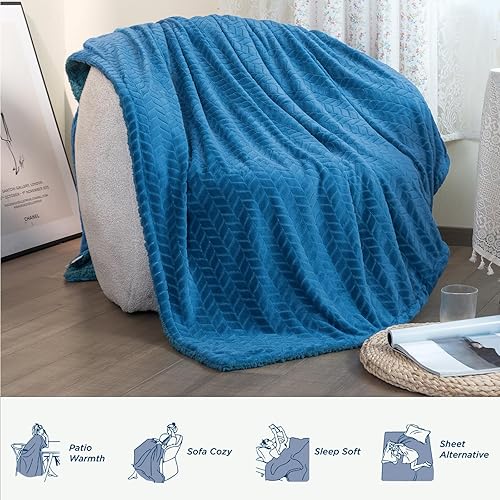 Miniatura 9 de Manta de forro polar Sherpa para sofá, súper suave y acogedora, manta de felpa gruesa y cálida para invierno, manta reversible gruesa y cálida para