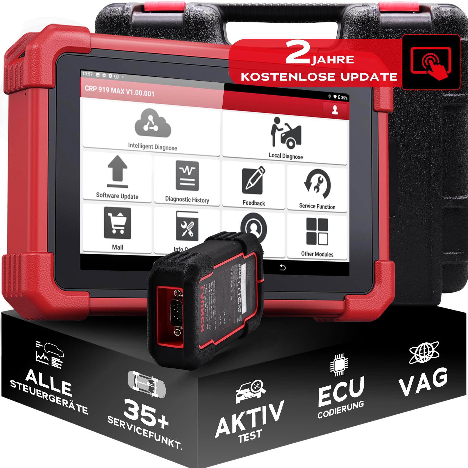 Launch CRP 919 MAX OBD2 Diagnostic Tool ECU Coding 35+ Service Functions | All system scan, active testing, CAN FD/DoIP, auto VIN, VAG guidance, live data  free software updates