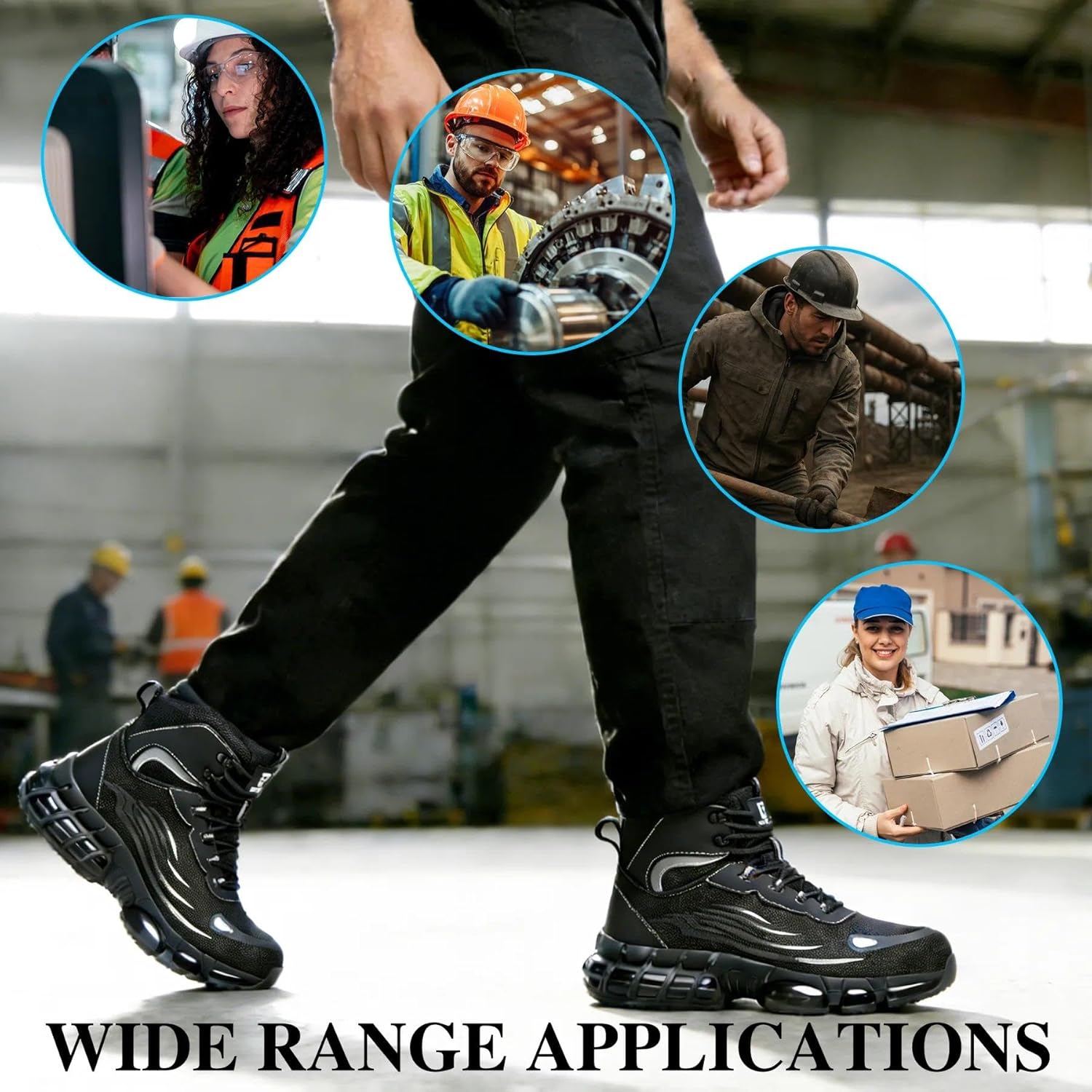 Steel Toe Boots for Men Women - Lightweight Puncture-Resistant Work Boots - Comfortable High Top Safety Shoes for Construction Logistics Outdoor Work