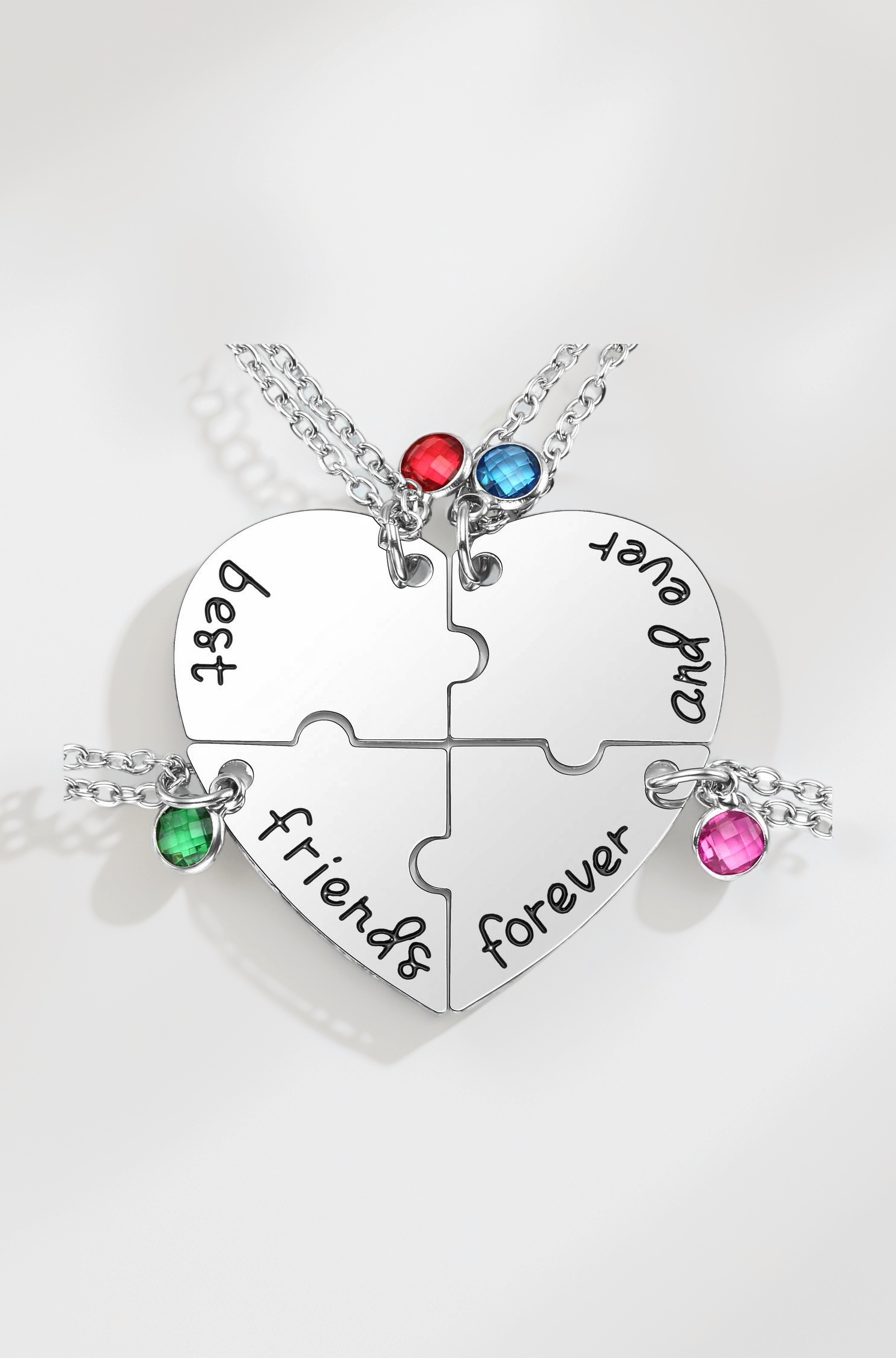 Jovivi Best Friends Forever and Ever Friendship Necklaces Keychains for 3/4,Alloy Heart Matching Puzzle Piece BBF Friendship Jewelry womens