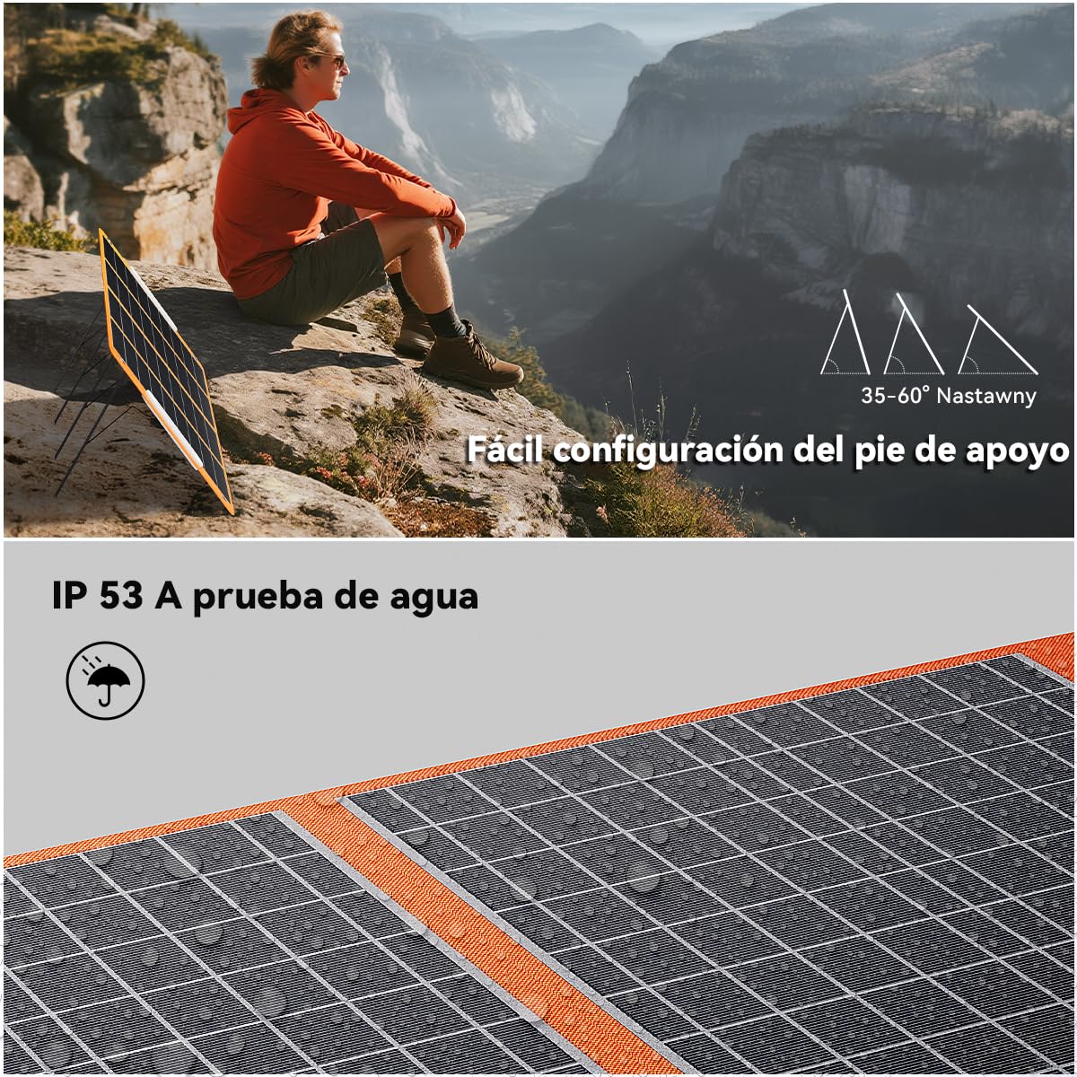 Panel solar plegable de 100 W 18 V, módulo flexible, módulo monocristalino portátil, sistema con tipo C QC3.0 para caravanas, camping, balcón, casas de jardín