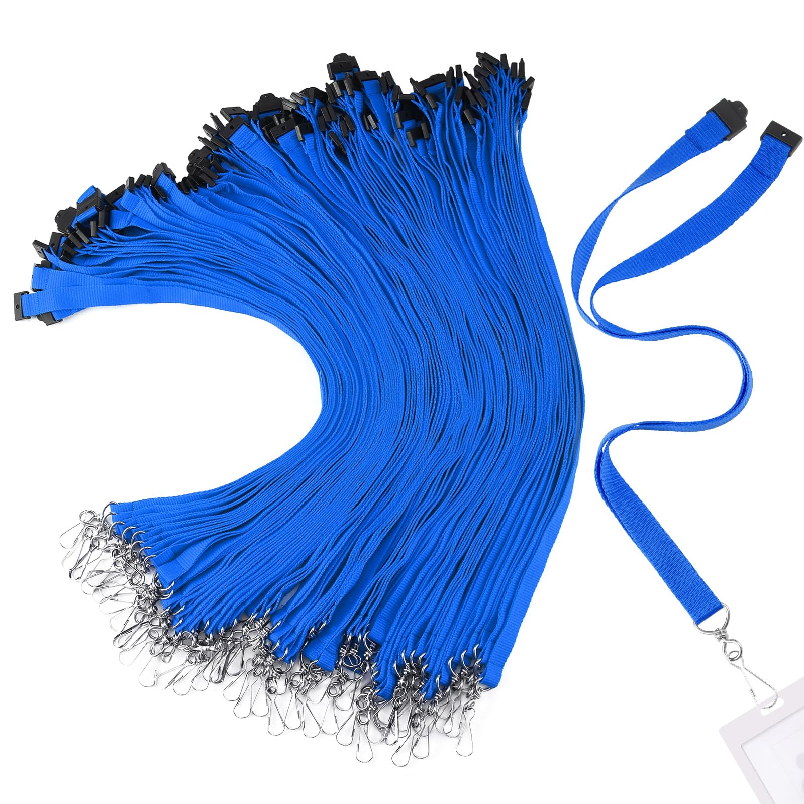 Patelai Breakaway Lanyards with J hook Bulk Flat Lanyards for ID Badges Neck Badge Lanyard Card Nametag Holder Neck Straps (Dark Blue,120 Pcs)