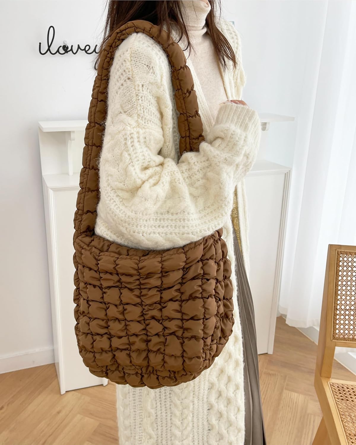 Rejolly Puffer Quilted Shoulder Bag for Women Puffy Bubble Tote Bag Lightweight Nylon Handbag Padded Soft Purse - Image 2