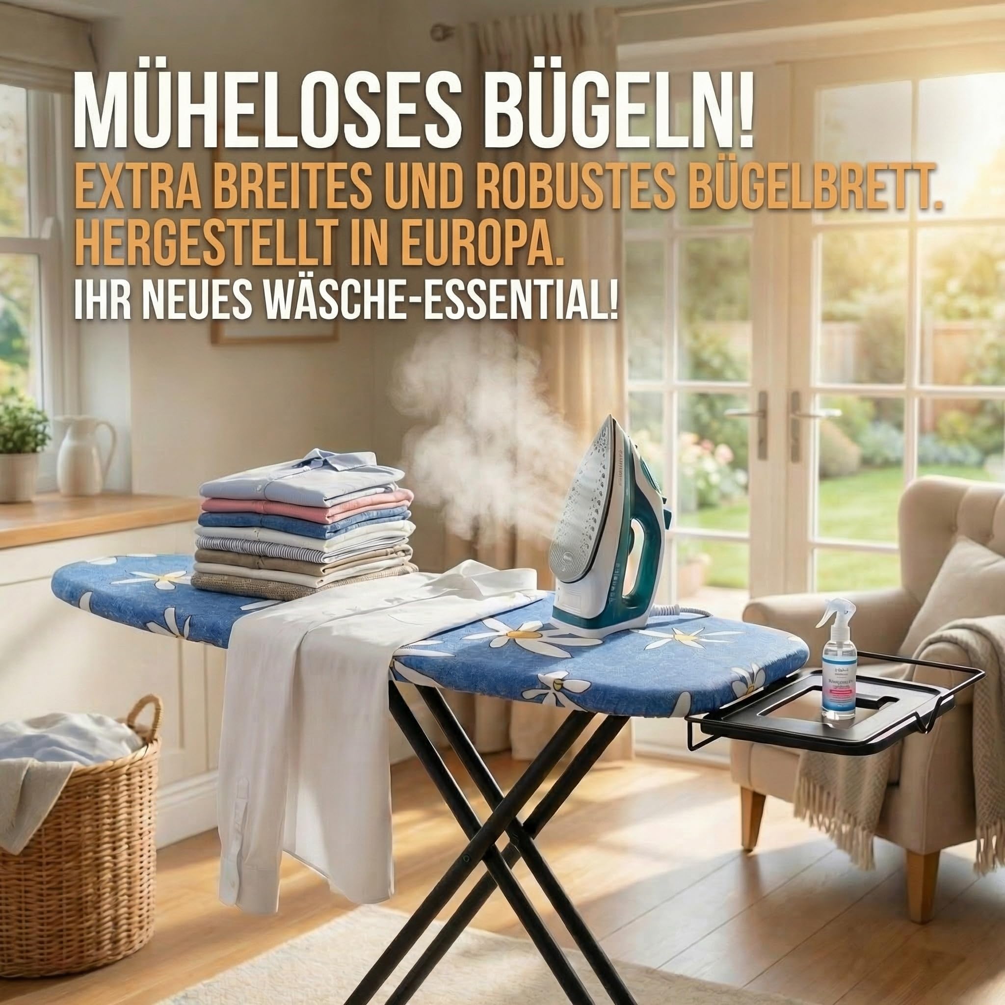 Bügelbrett für Dampfbügelstation Bügeltisch XXL Breit Groß dampfbügelbrett Stabil | 130x48 Bügelfläche