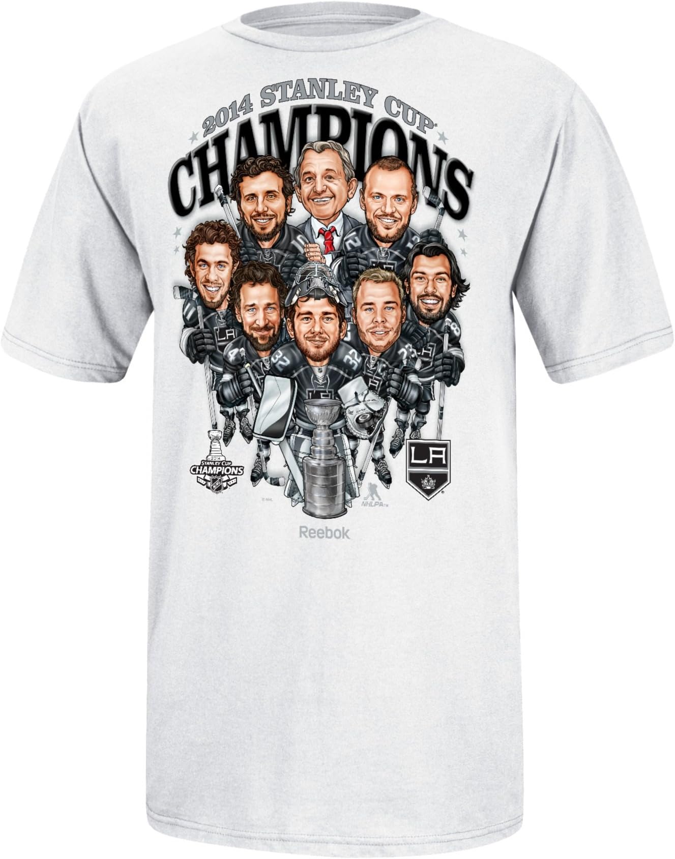 Reebok Los Angeles Kings 2014 Stanley Cup Champs Caricature Cartoon T-Shirt