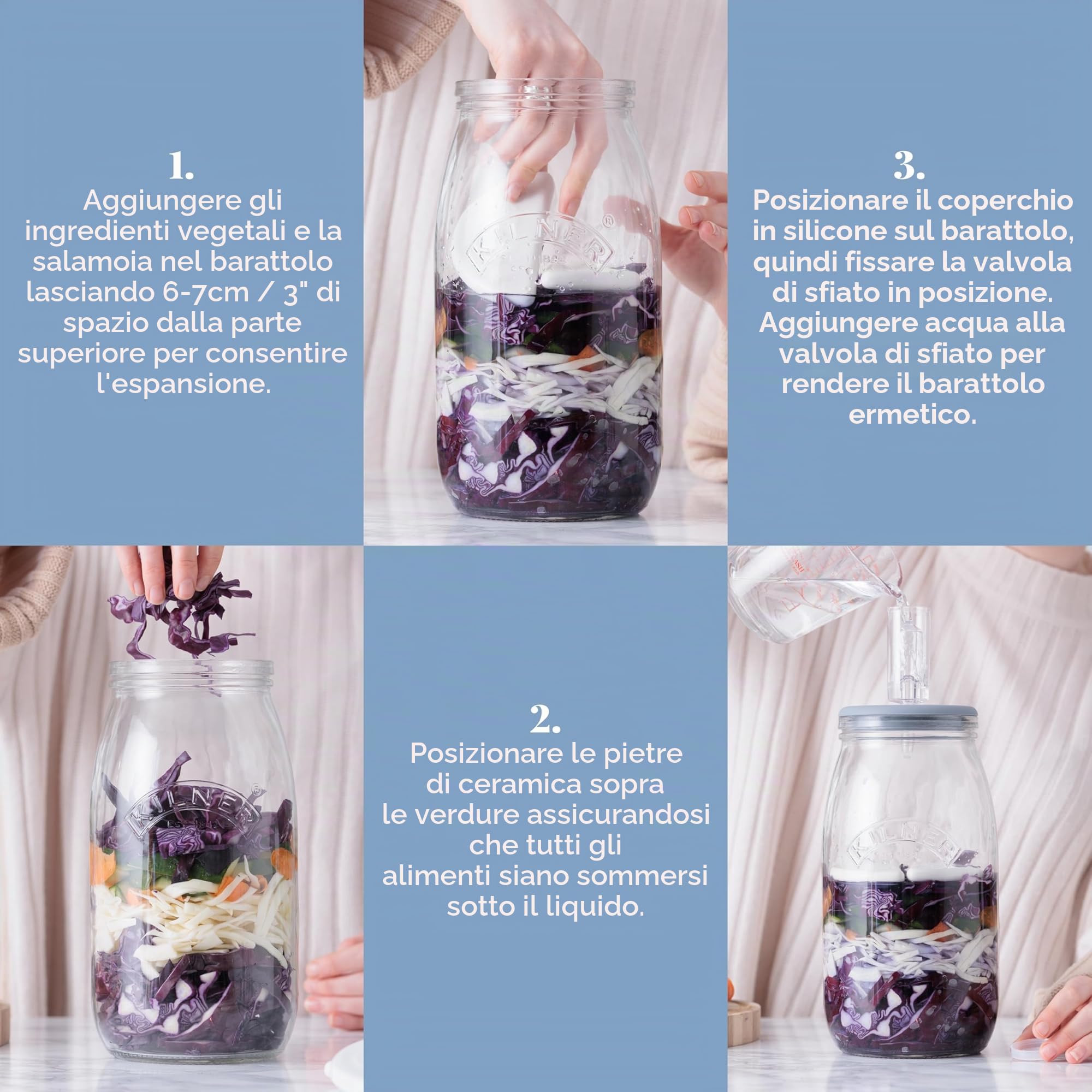 Kilner, Set di fermentazione per crauti/Kimchi/sottaceti, Trasparente