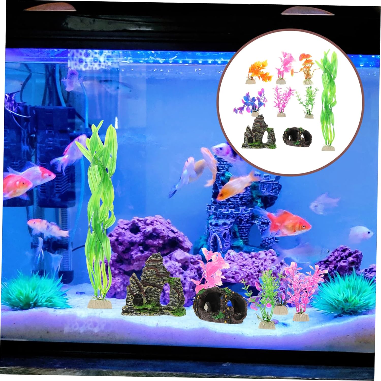 Yardwe 27pcs Realistic Aquarium Plants Decoration for Fish Tanks Lifelike Fish Tank Ornament Hiding Spots for Creating Natural Habitat for Betta and Other
