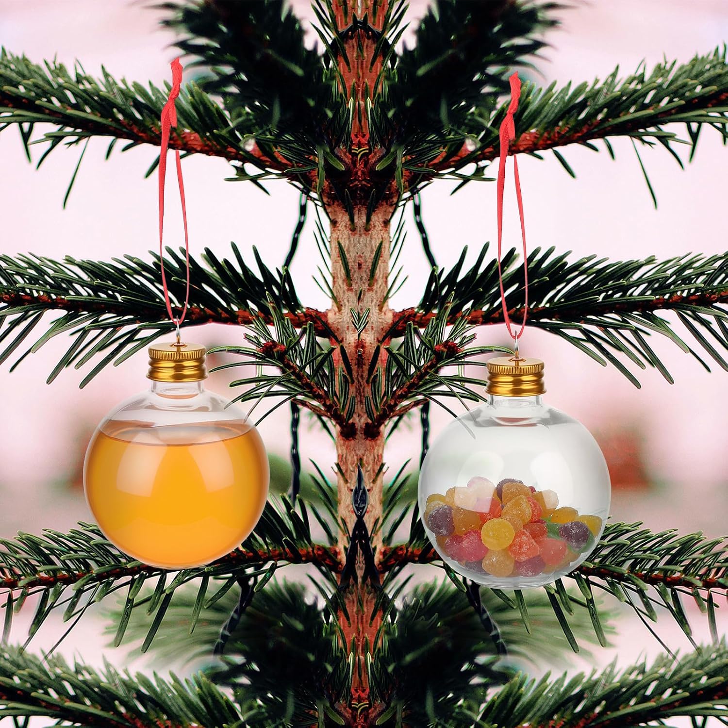Xmas Bulb Shaped Candy Bottles 10pcs PET Fillable Decorative Hanging