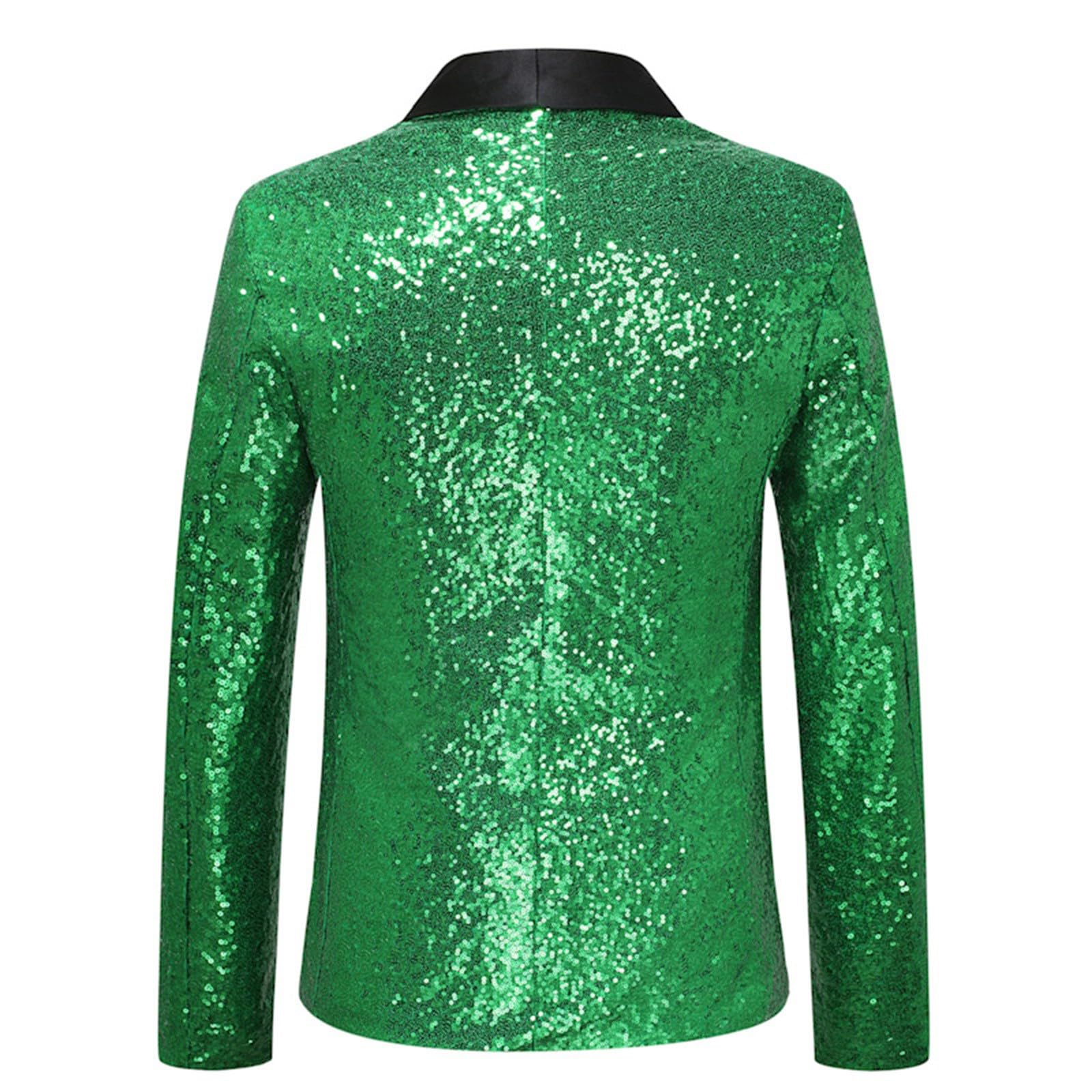 Giacca da uomo con paillettes dorate, con glitter, vestibilità aderente, costume di carnevale con paillettes, smoking, blazer, costume di carnevale