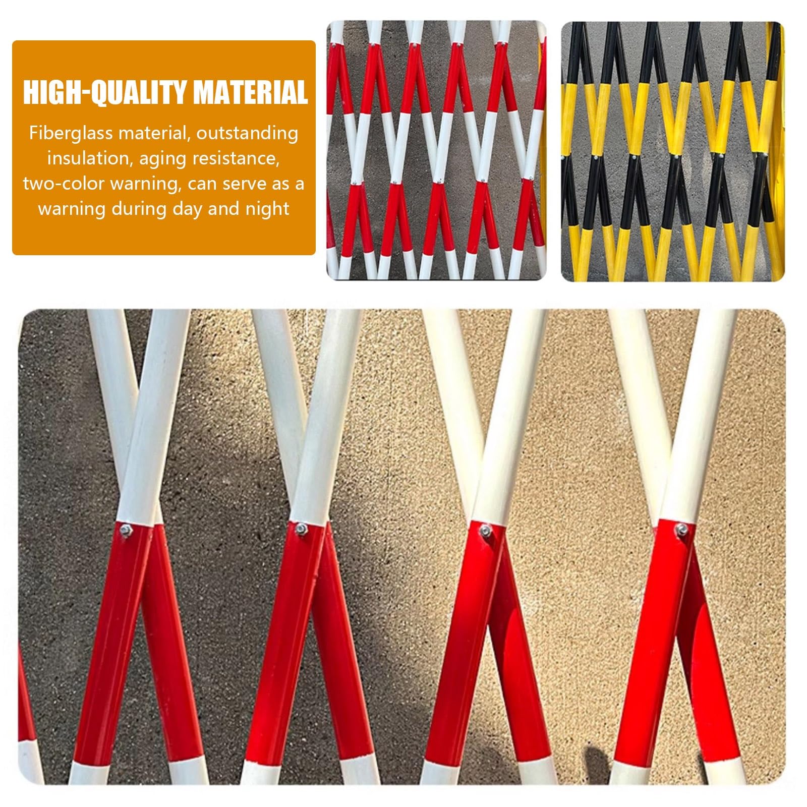 Barrière de Chantier Barrière de Circulation Pliable avec roulettes Clôture de sécurité Matériau métallique Facile à Transporter Convient aux parkings, Chantiers et Rues(Jaune,200cm)