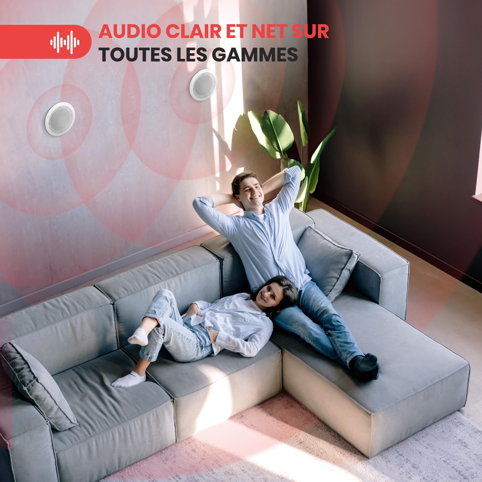 Pyle Enceinte Plafond/Murale16,5 cm-Puissance de Crête de 250 W-Son Stéréo Hi-Fi Double-Tweeter Pivotant à Dôme en Soie-Médium-Basse à Cône Poly- Enceinte Encastrable Plafond