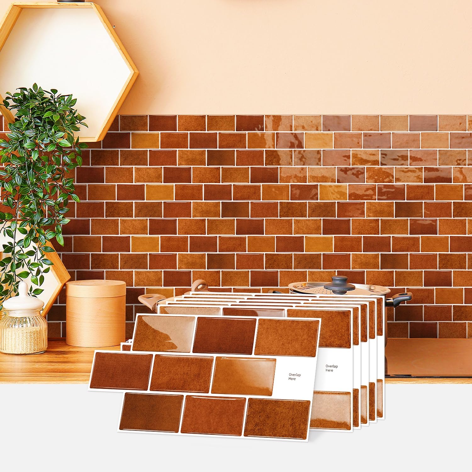 indabyo 10 Sheets Marble Effect Tile Stickers Stick on Tiles Backsplash
