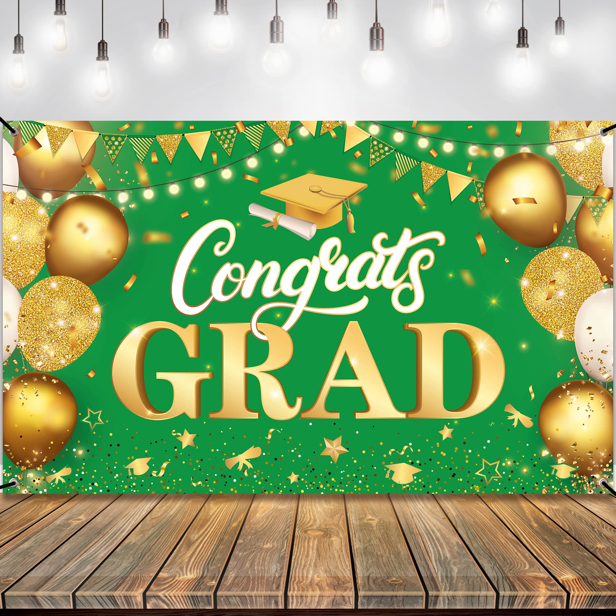 Buy Big, Congrats Grad Banner Green 72x44 Inch Graduation Banner for