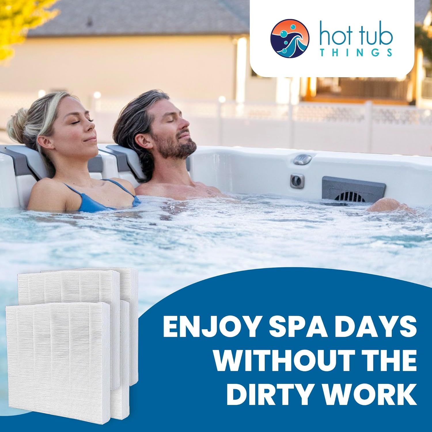 Hot Tub Flat Filters Replacement for Bullfrog Spas® 10-00814 (4 Pack) - Optimal Filtration, Cleaning Efficiency, Strong Water Flow and Reduce Pump Strain - Plastic-Free Spa Pool Filter