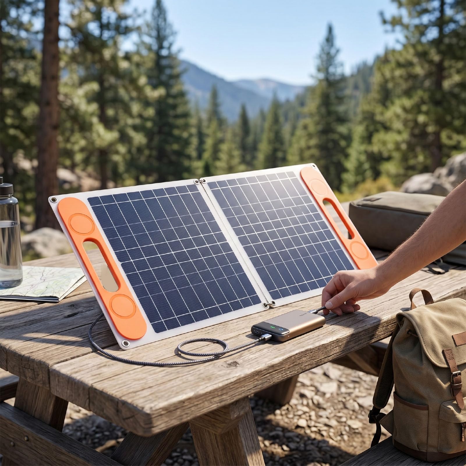 Fdit Kit Pannello Solare, Silicio Monocristallino da 60W | Costruzione in ABS, doppie uscite USB+Tipo C+CC, controller MPPT da 100 A, leggero con maniglie