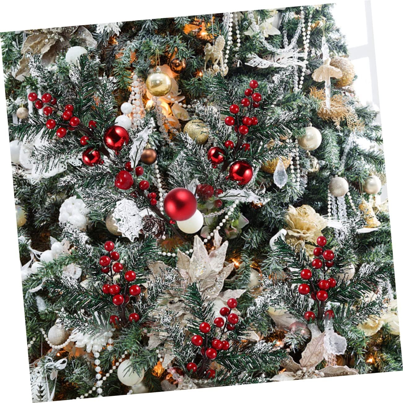 Alipis 3pcs Pine Snowy Flower Picks for Christmas Tree Decoration Artificial Berry Stems for Floral Arrangements Versatile Holiday Decor for and Parties