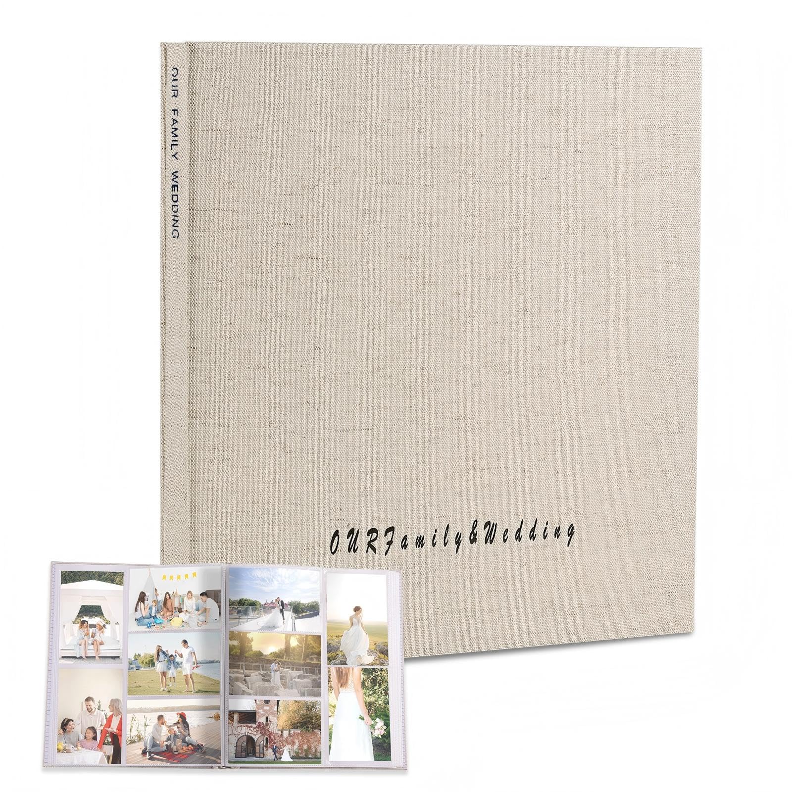 Wedding Photo Album, 4x6 Inches, 400 Pockets, Linen Cover, Horizontal and Vertical Photos