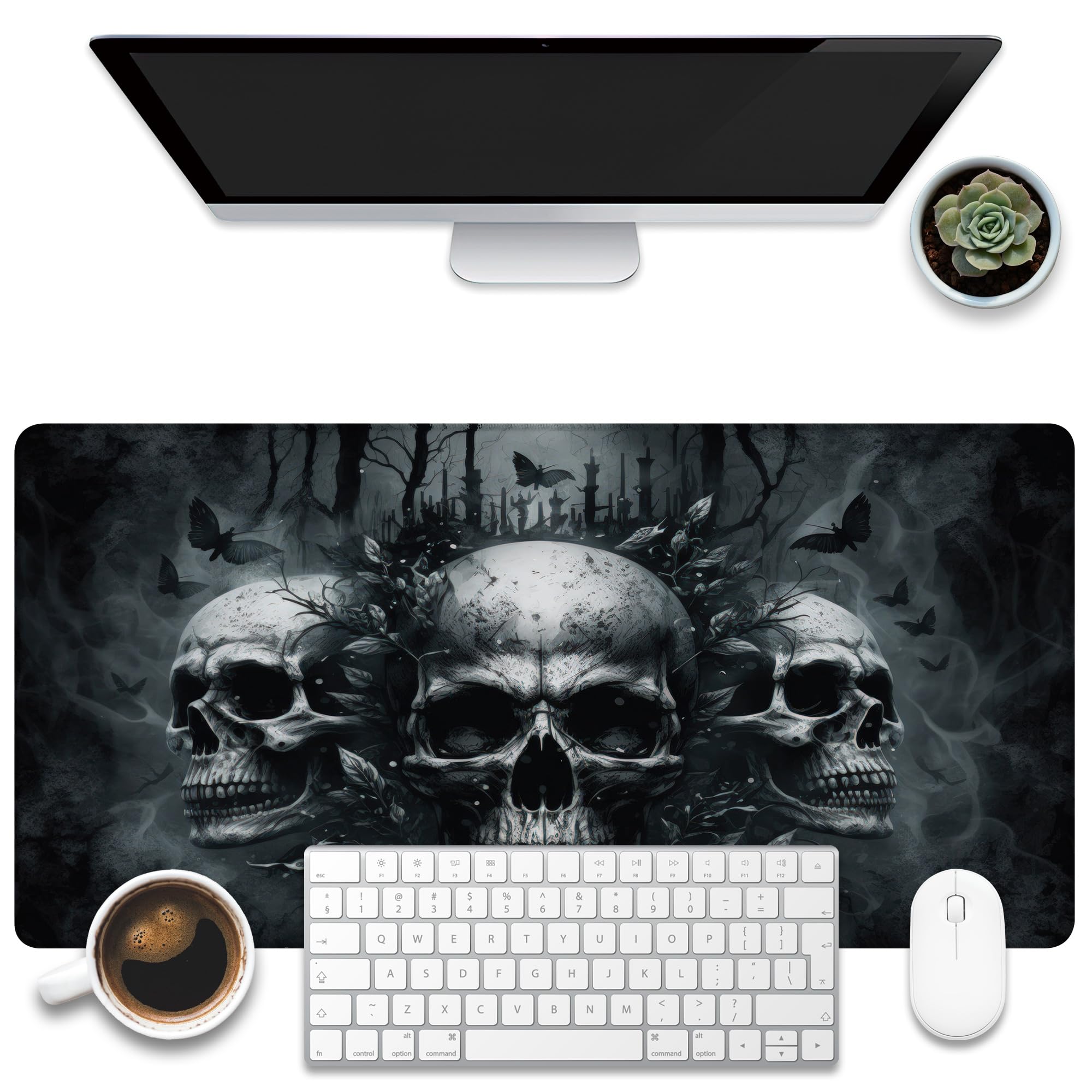 Flower Cluster Skull Mouse Pad Playmat Office Non-Slip Computer Table Mat Mice Pad - View #4