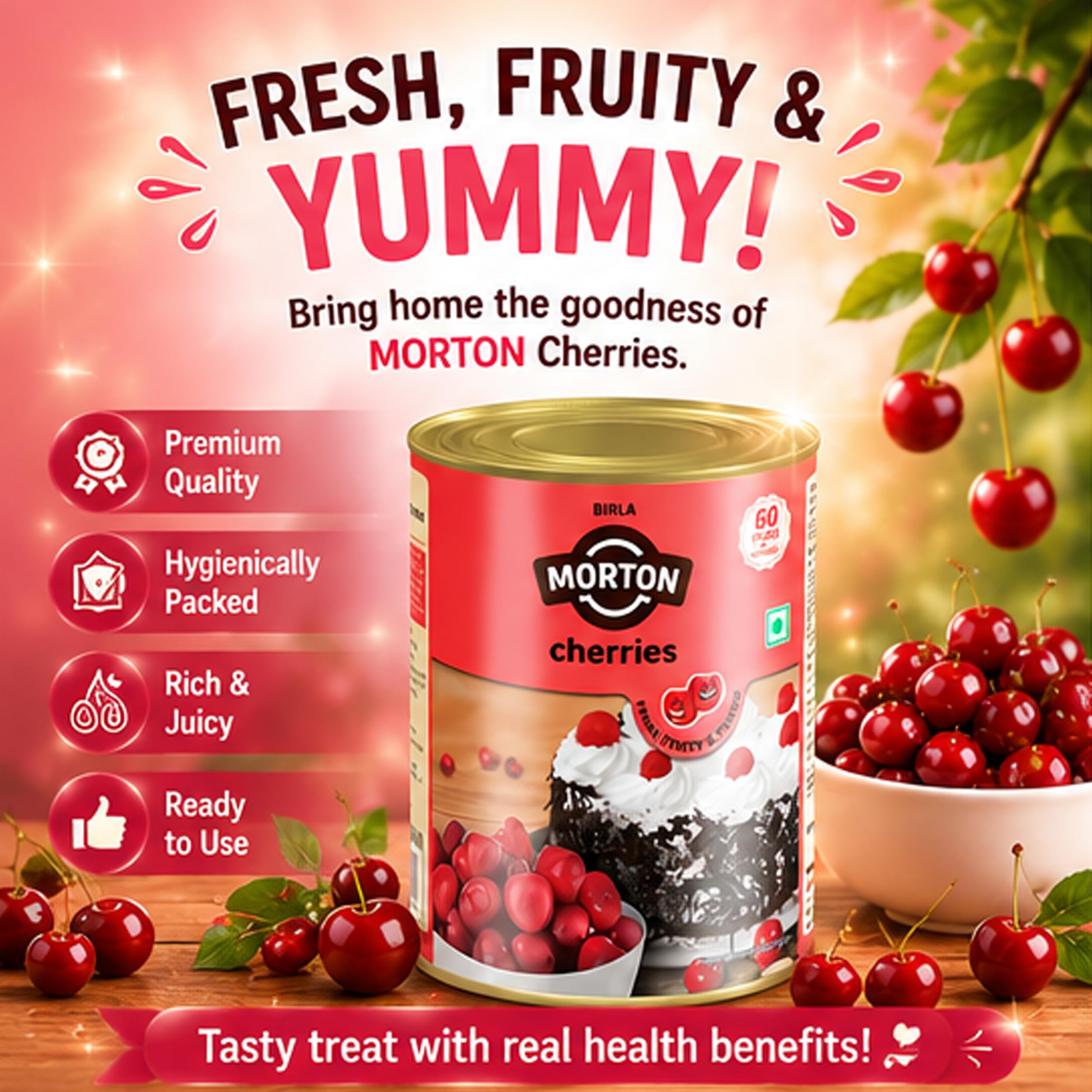Morton By Birla Premium Canned Cherries 850 Gm : Amazon.in