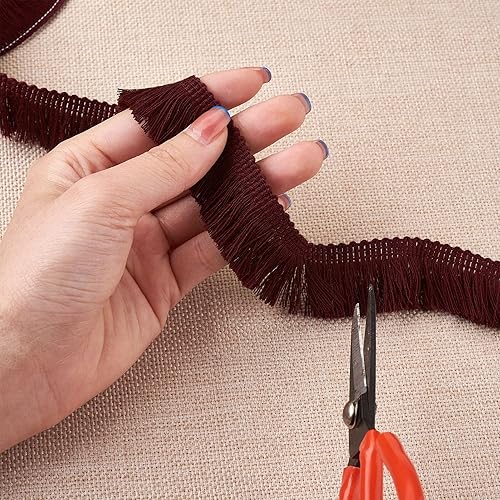 Miniatura 5 de KISSITTY Cinta de encaje de fibra de poliéster de 27 yardas para coser vestidos, ropa, manualidades, decoración del hogar, color marrón coco