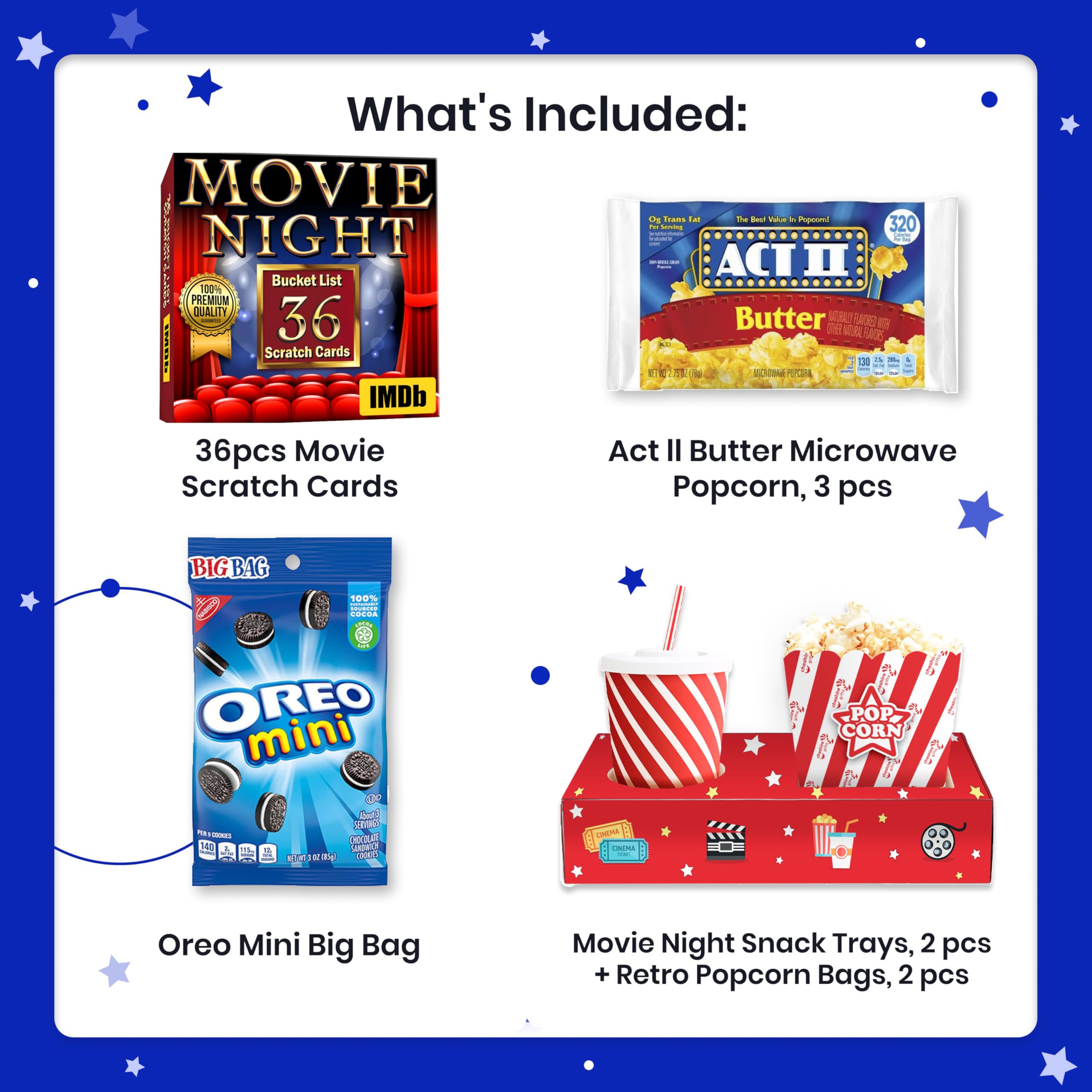 Movie Night Basket Gift Set – with Candy Variety Pack, Movie Trays, Movie Snacks & Popcorn Set – Gift Baskets For Families by Cheshire Gifts