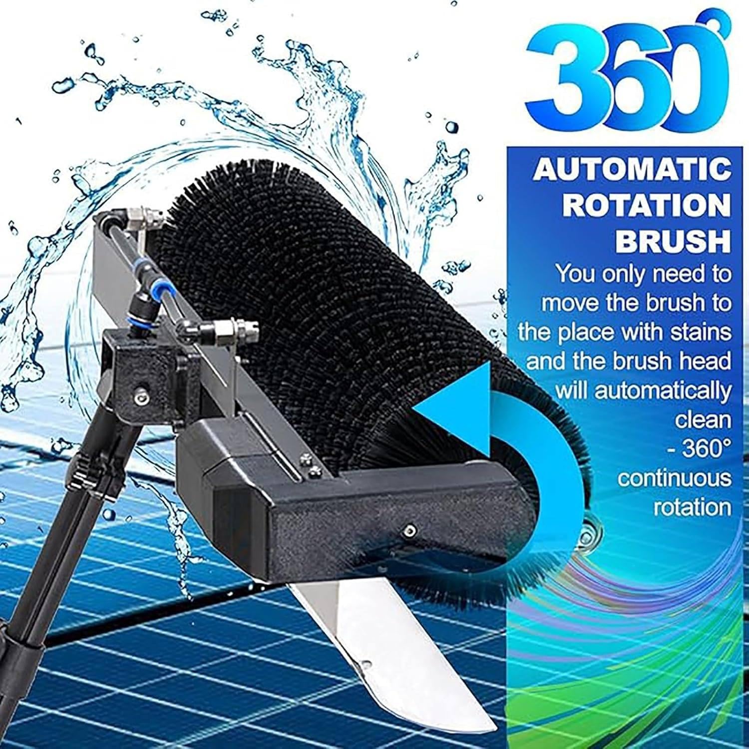 Solar-reinigungsbürste/waschbürste Auto mit Nass- und Trockenwasserreinigung mit Teleskopstange aus Aluminiumlegierung, 60 cm/23,6 Zoll Handrollenbürste, 750cm/24.6ft
