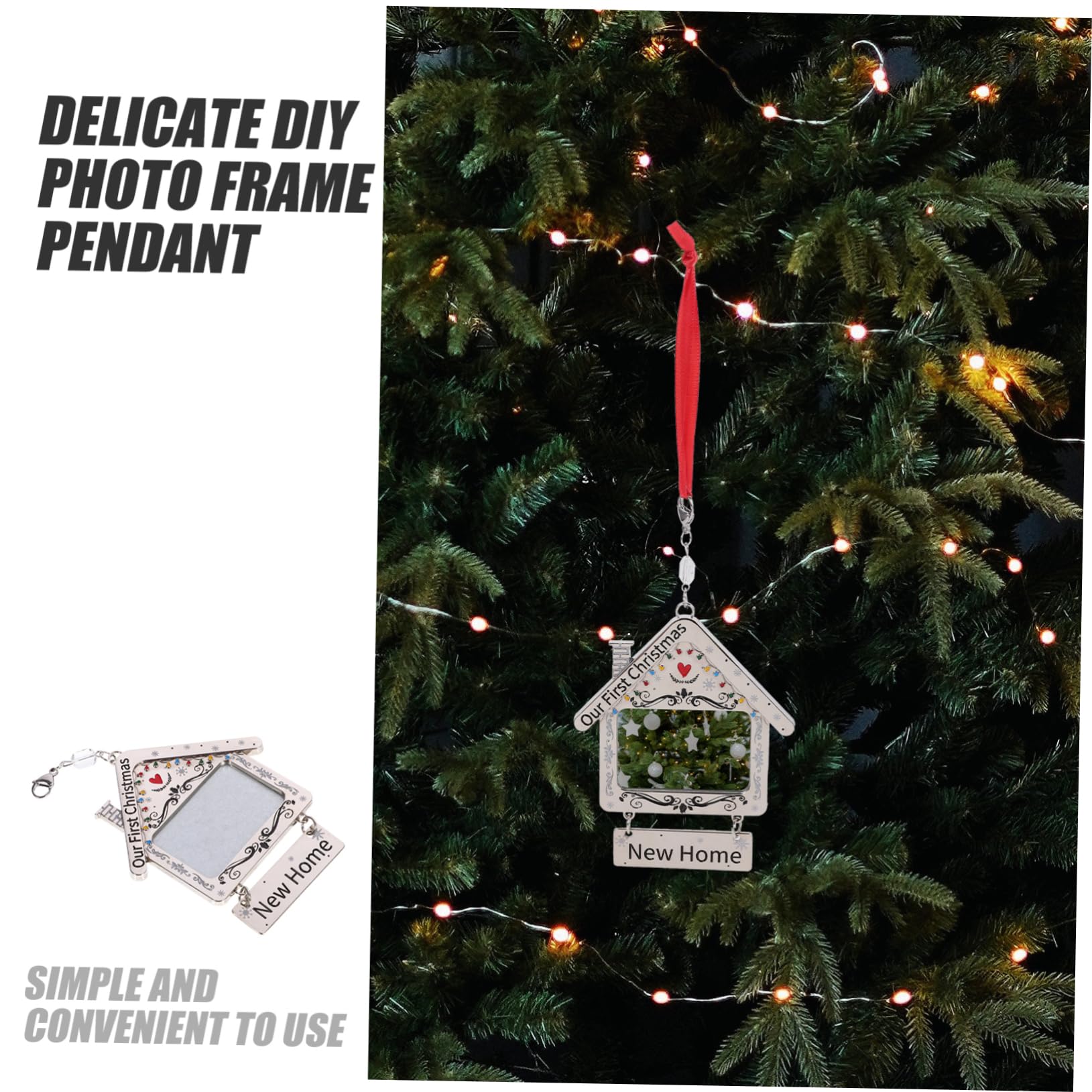 Cabilock 4 Piezas marco de fotos de navidad adornos navideños personalizados colgantes navideños bola de arbol de navidad adorable colgante con marco de fotos adorno de imagen decoración