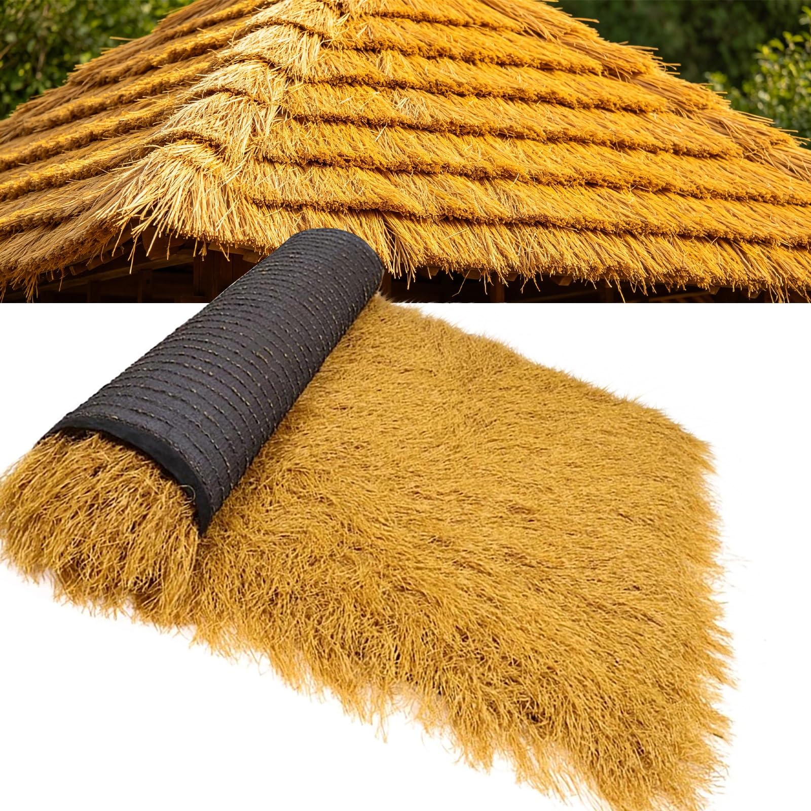 ZzERTE Synthetic Thatch Roof Decor,Artificial Mexican Straw Roll,Artificial Thatch Roofing,Simulated Thatch Cover,Artificial Thatch Grass Roof,Fake Straw Roof(1x19m(39.4x748in))