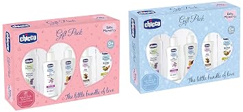 CHICCO Baby Essential Gift Set Pink with CHICCO Baby Essential Gift Set Blue Gift