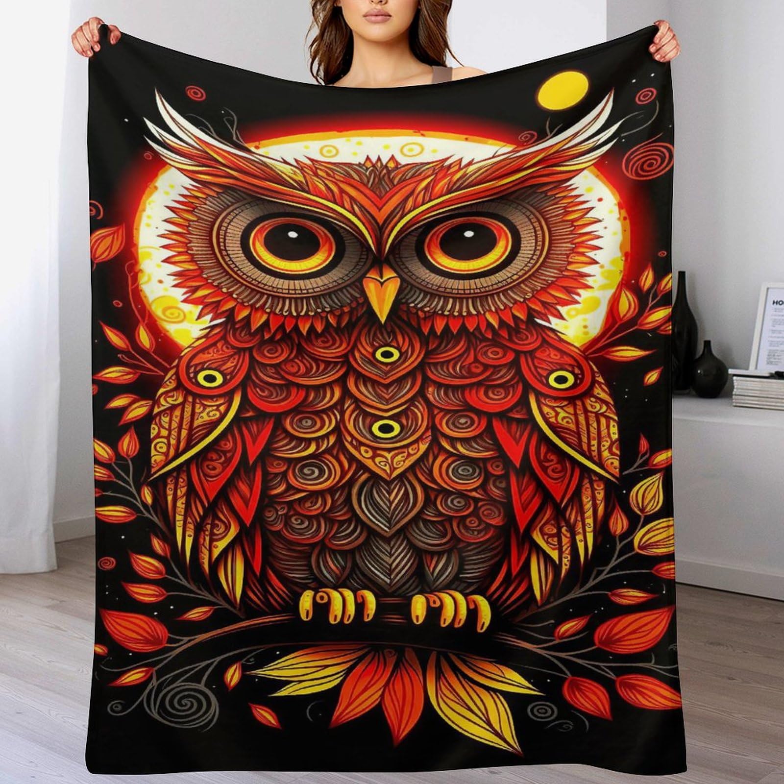 Couverture polaire flannel hibou pour vos soirées cocooning sur le lit