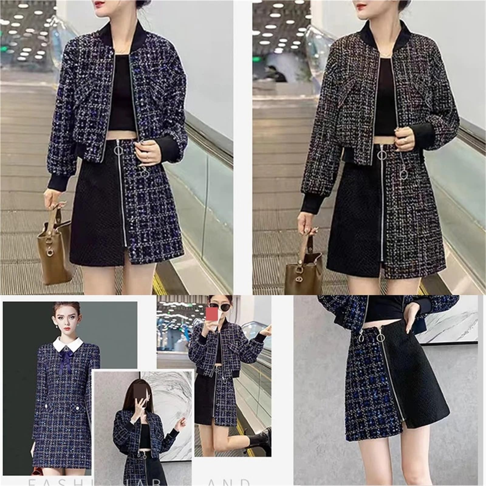 Tradycyjna tkanina tweedowa, Tweed Fabric 10% Wool 90% Polyester Multicolor 150x100cm(Color 2)