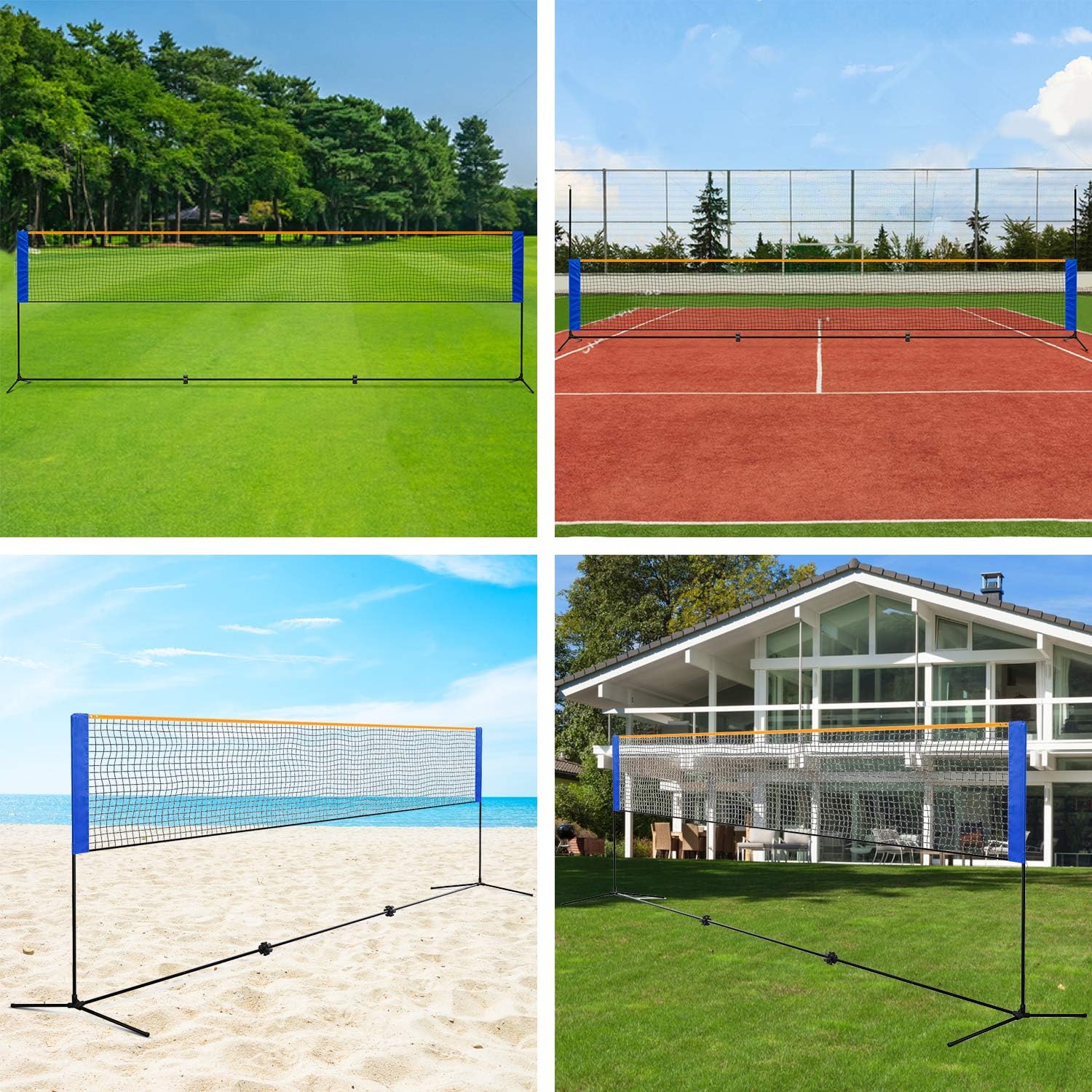 ORIENTOOLS Badminton Tennis Net Set, Portable Sports Set with Poles Carrying Bag for Kids Volleyball Pickleball Indoor, Outdoor, Beach, Backyard (10ft 14ft 17ft) : Sports & Outdoors