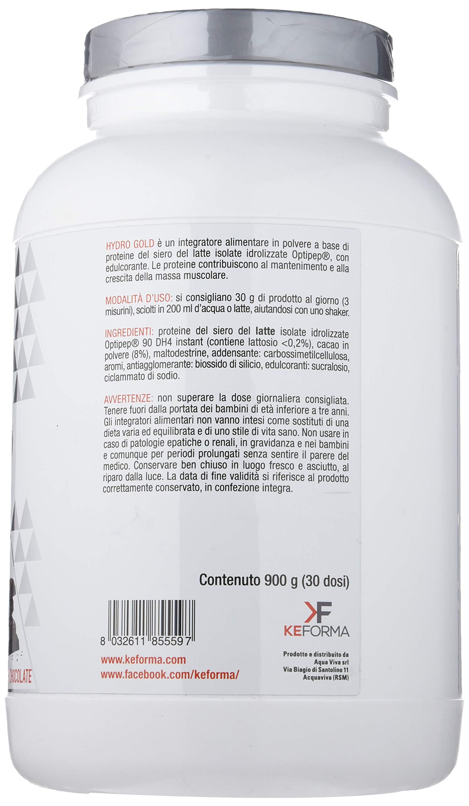 Keforma Hydro Gold 90, Cioccolato Nero - 900 g