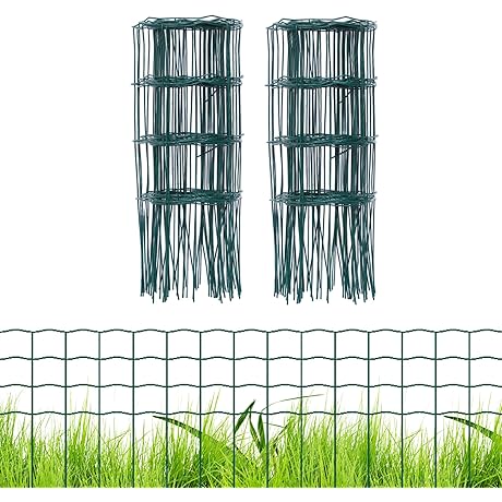 Two Rolled Green Garden Fences - A Verdant Yard Border