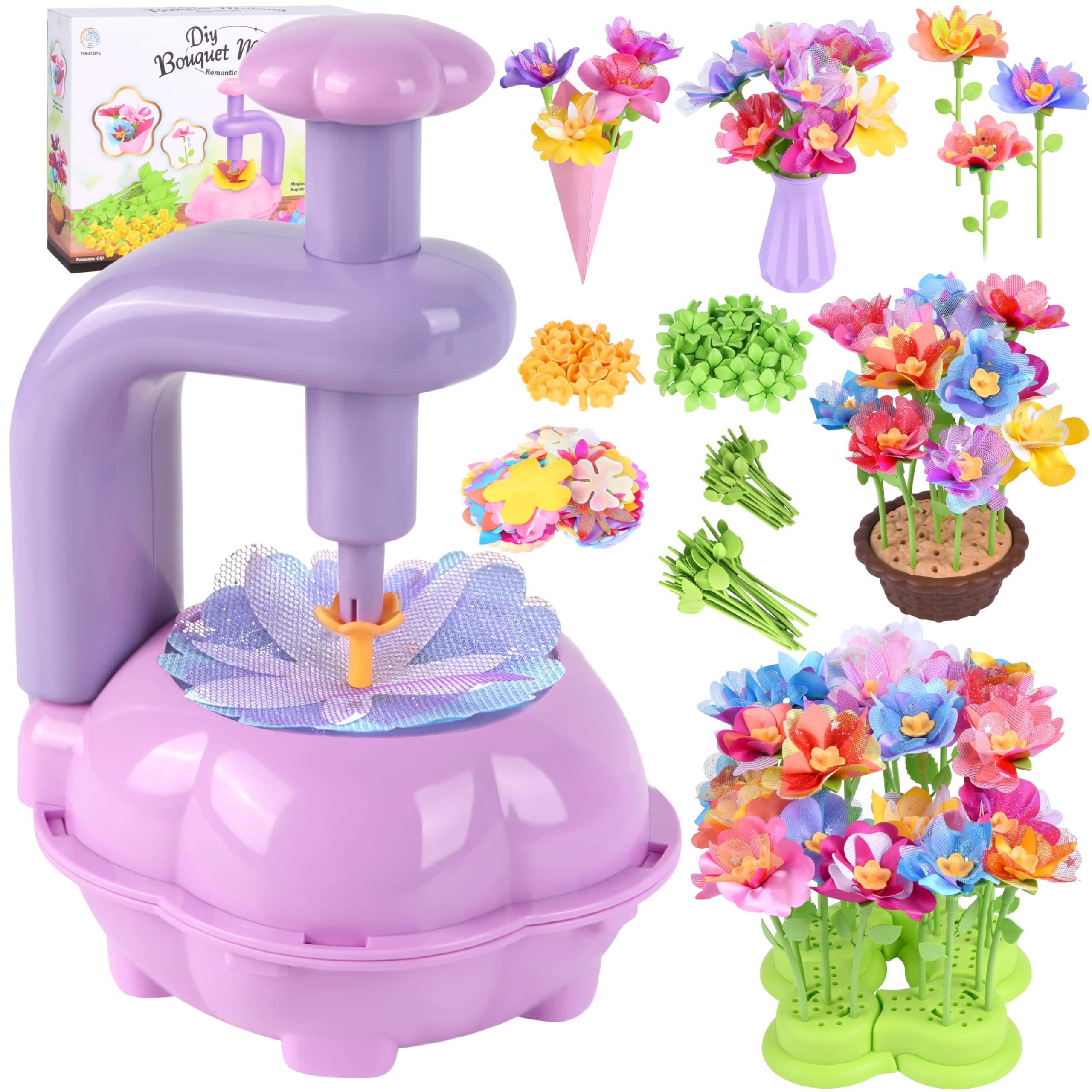 Charmofun Il Laboratorio dei Fiori, Kit Artigianale con Macchina per la Produzione di Fiori Bambini, Regalo Giocattoli Creativo per Bambina 4 5 6 7 8+ Anni