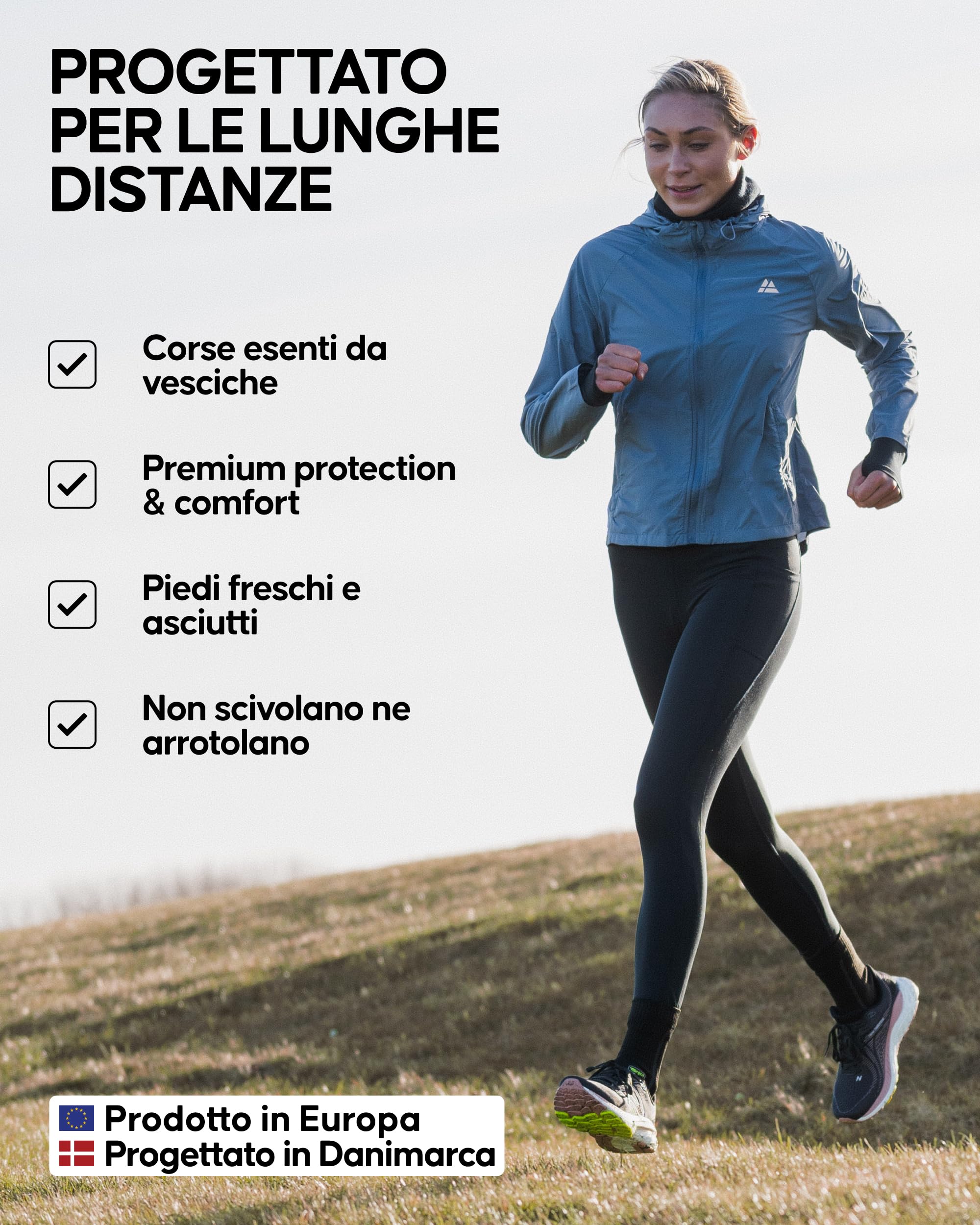 DANISH ENDURANCE Calze Uomo Running, Calzini Antiscivolo da Corsa, Anti-Vesciche, Calze per Trail Running, Trekking & Sport, Unisex, 3 & 5 Paia