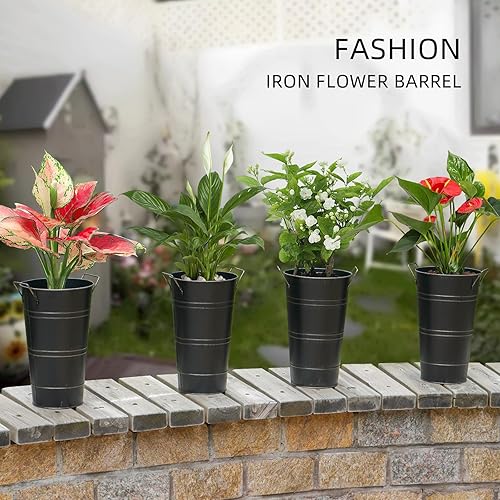 Miniatura 3 de Notakia Jarrones grandes de metal galvanizado de 12 pulgadas para flores cortadas para decoración del hogar y decoración de mesa de boda (juego de 4