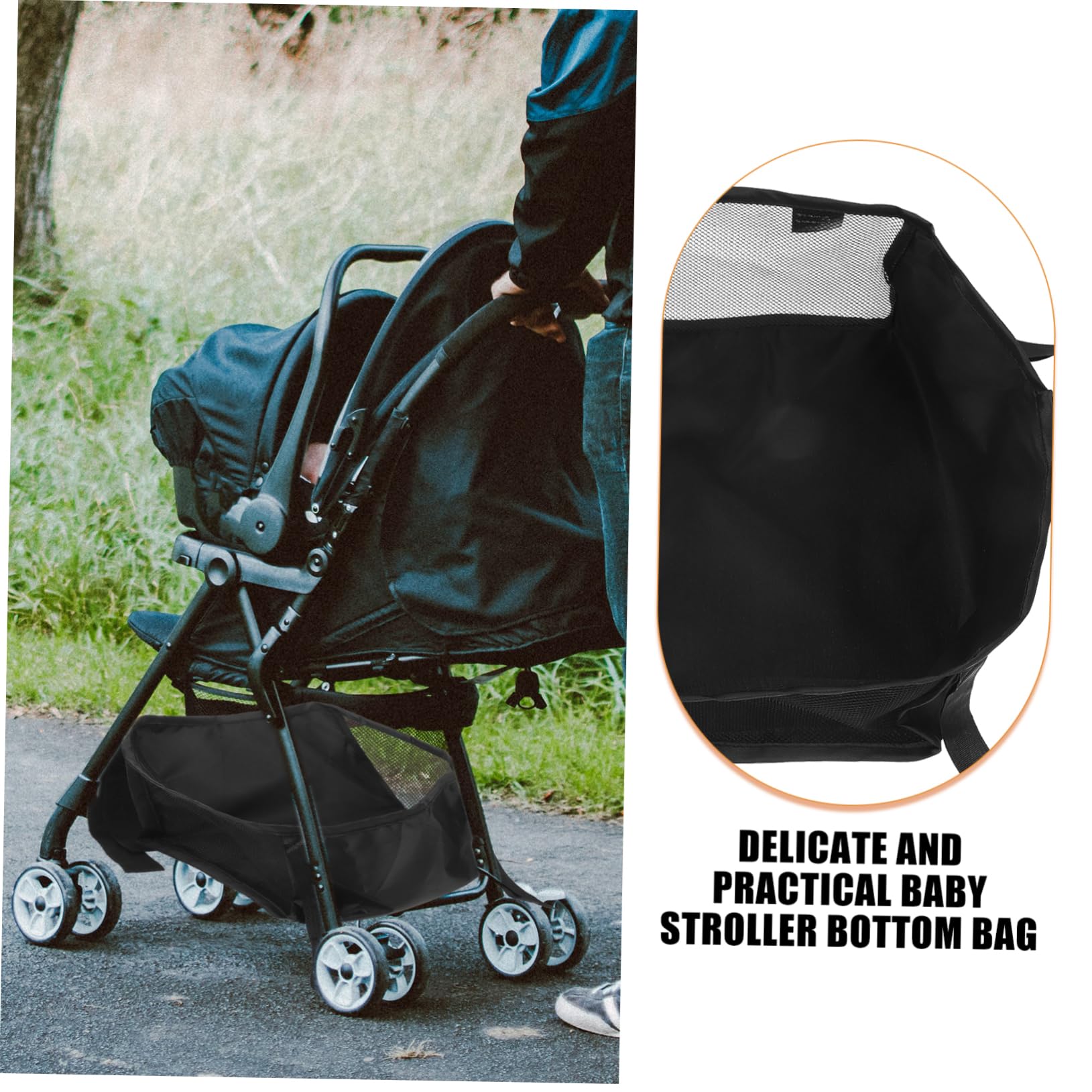 PartyKindom Borsa Portaoggetti per Passeggino, Organizer Fondo Passeggino Piccolo 32x22x13 Cm, Custodia Resistente Nero, per Viaggi e Attività All'aperto Ragazzo Ragazza