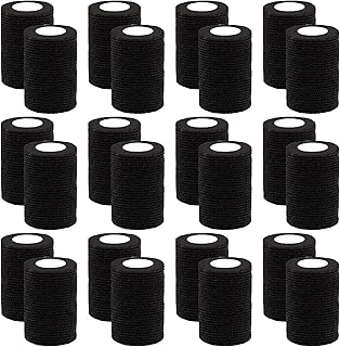 BQTQ 24 Rolls Self Adhesive Bandage Wrap Tape 4 inch Black Bandage Breathable Athletic Tape Stretch Wrap Roll Sports Wrap Tape Self Adherent Wrap for Wrist Ankle Swelling Sprains