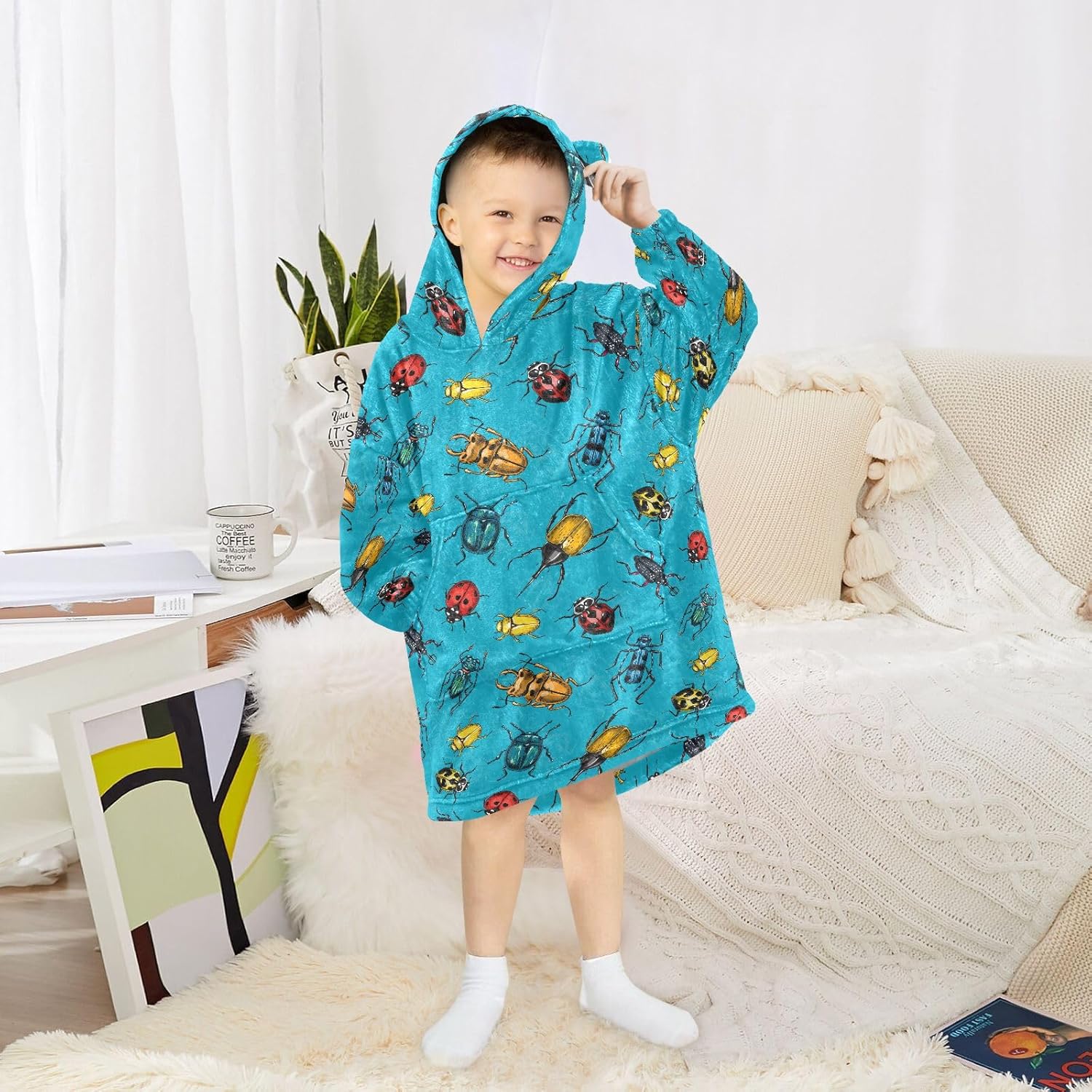Wearable Blankets for Kids, Super Soft Warm Cozy Oversized Blanket Hoodie, Gifts 3-14 Y Boys Girls Teens with Pocket