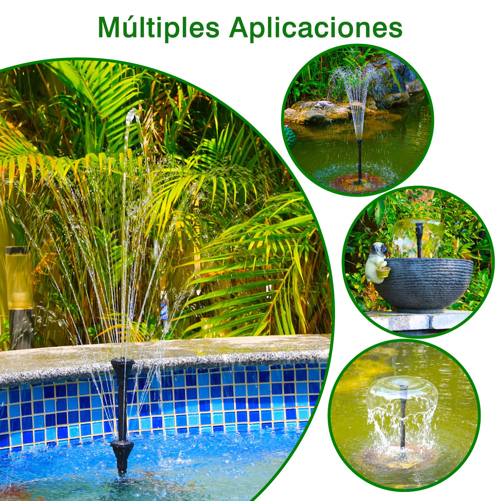 AMZtime 20W Fuente Solar Jardin Exterior Mejorada DIY Bomba de Agua Solar Soporte Ajustable para Baño de Pájaros, Acuario Jardín Fuente de Agua Decorativa